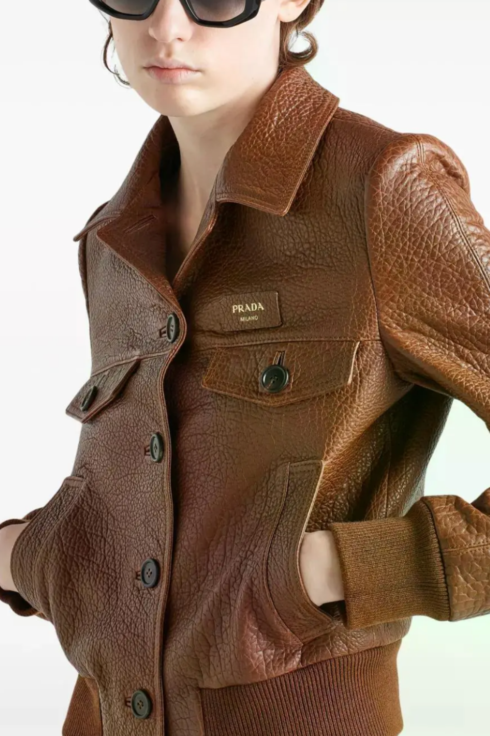 Crocodile-embossed Leather Jacket