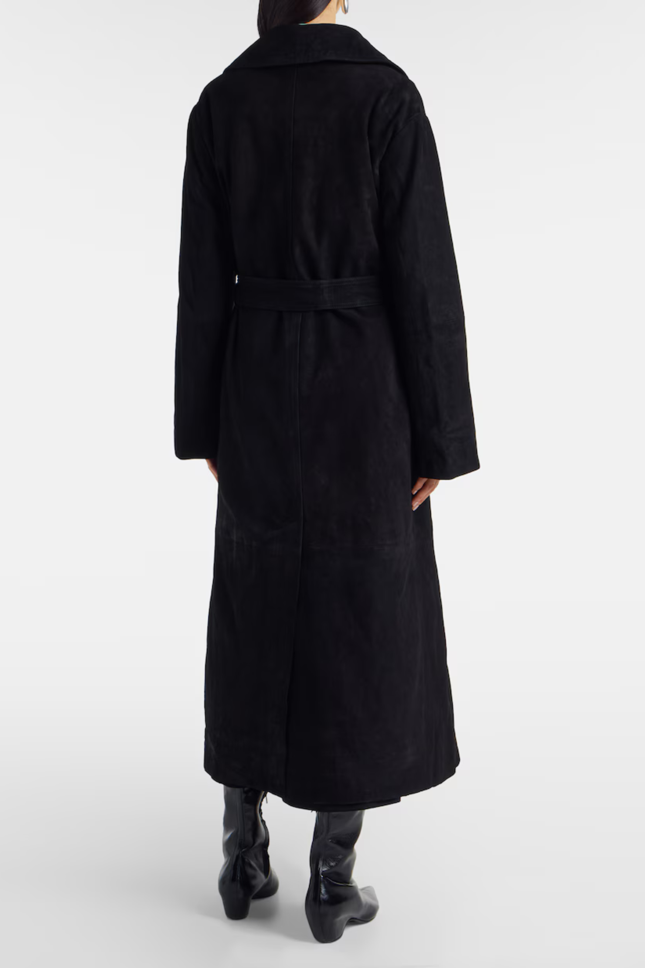 Suede Belted Wrap Coat - Bessette