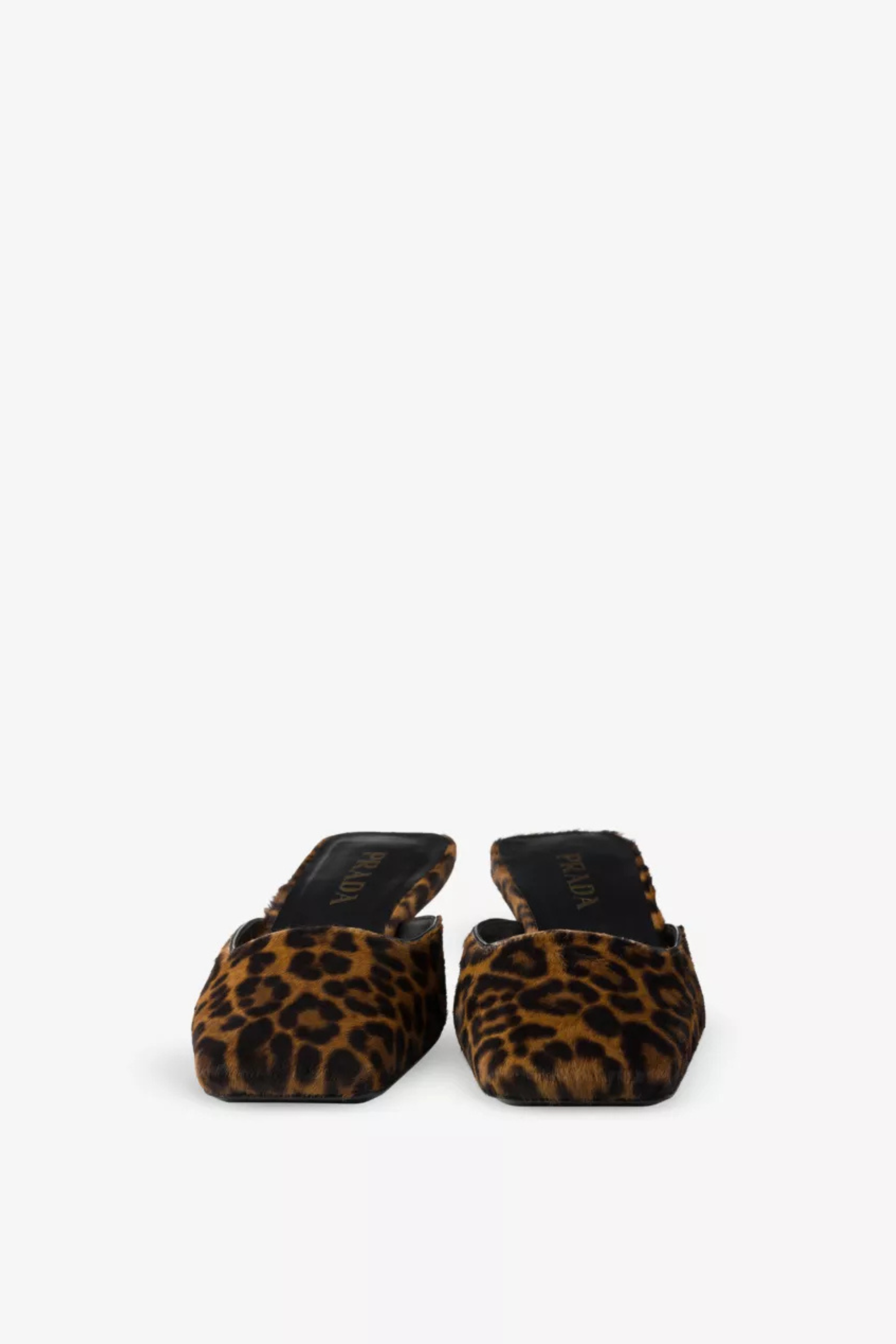 Mules a punta quadrata con stampa leopardata