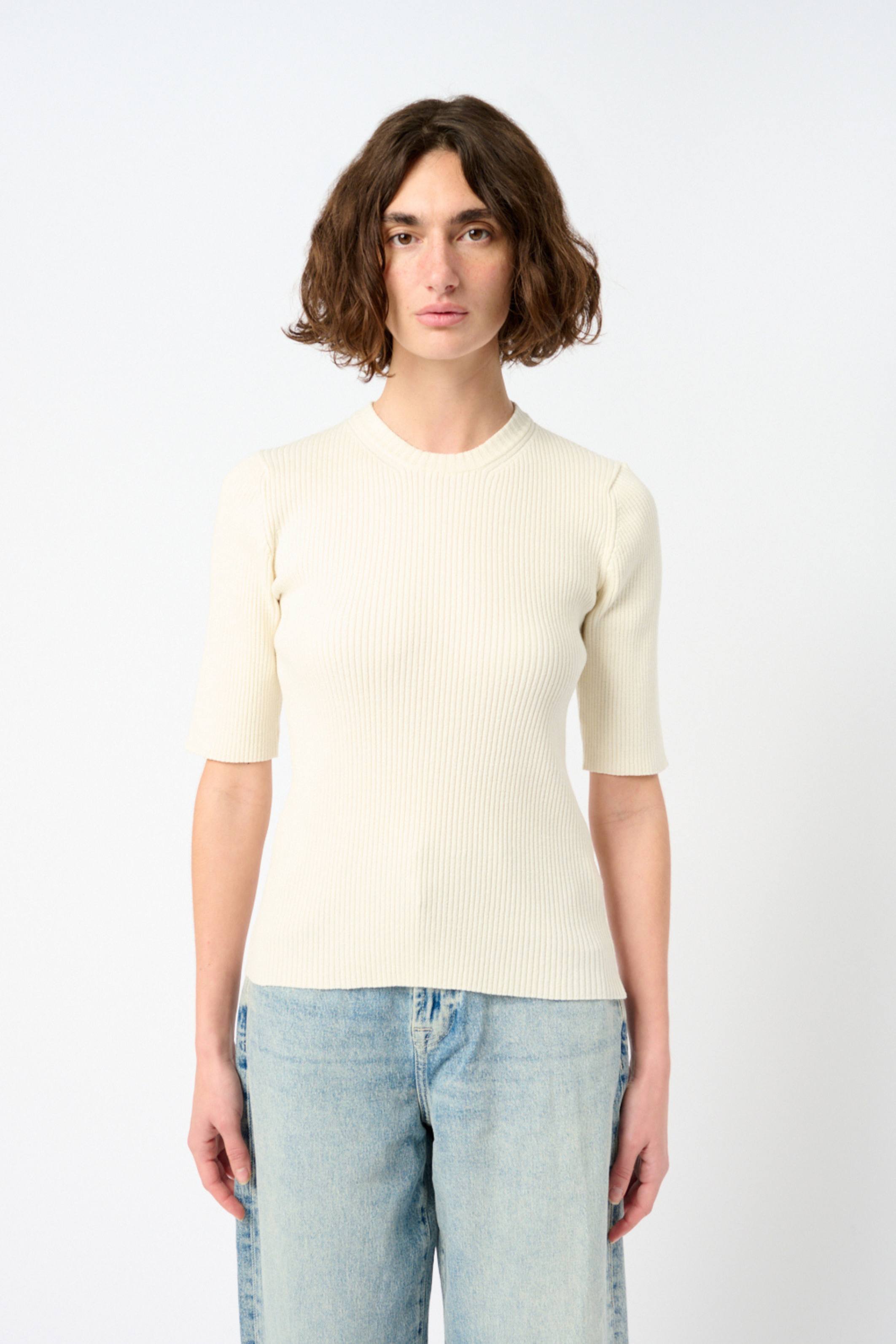 Geripptes Baumwollkrepp-Oberteil