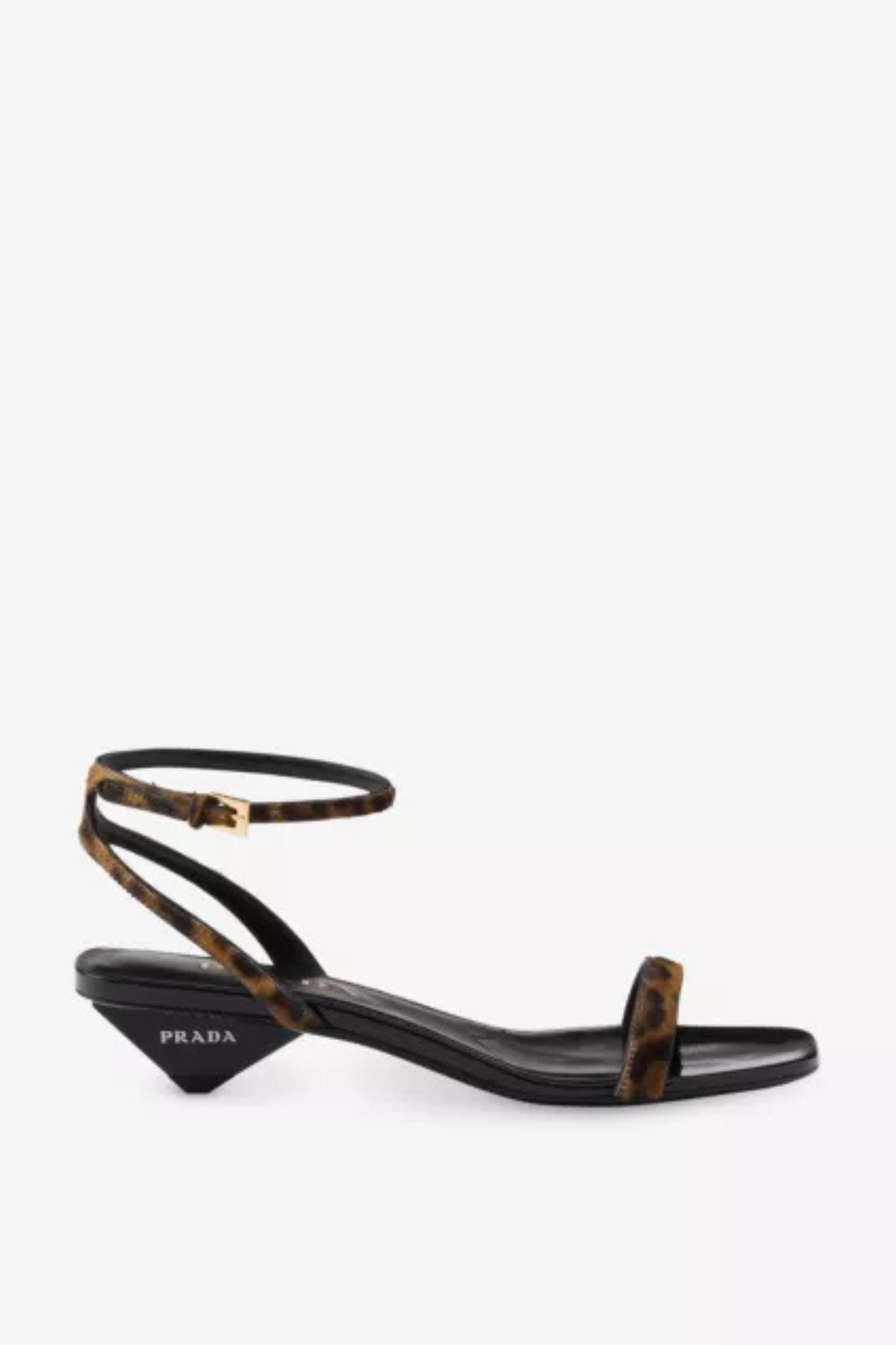 Printed Varnished-Heel Leather Sandals