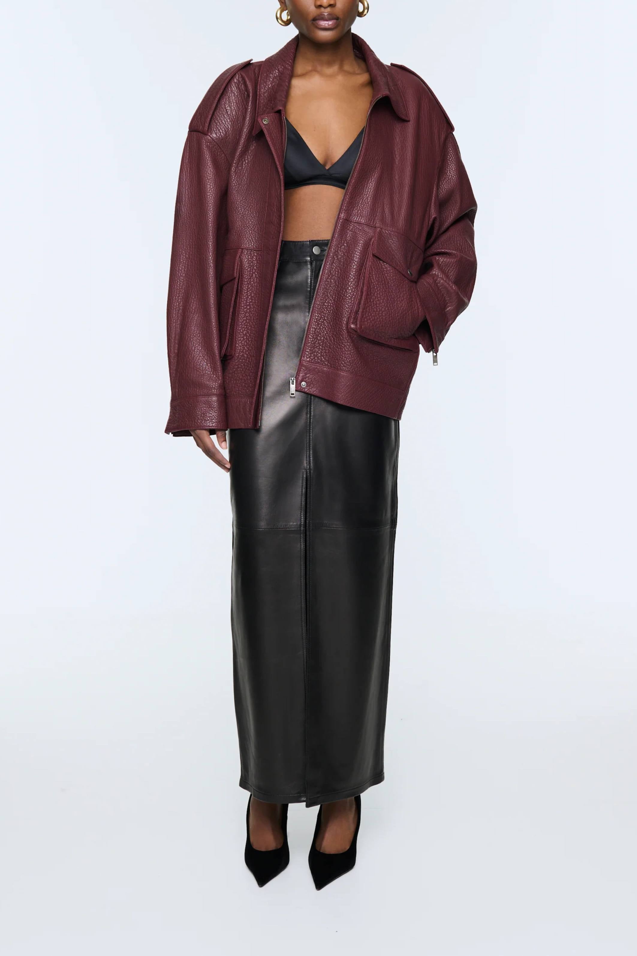 Opal Leather Jacket burgundy
