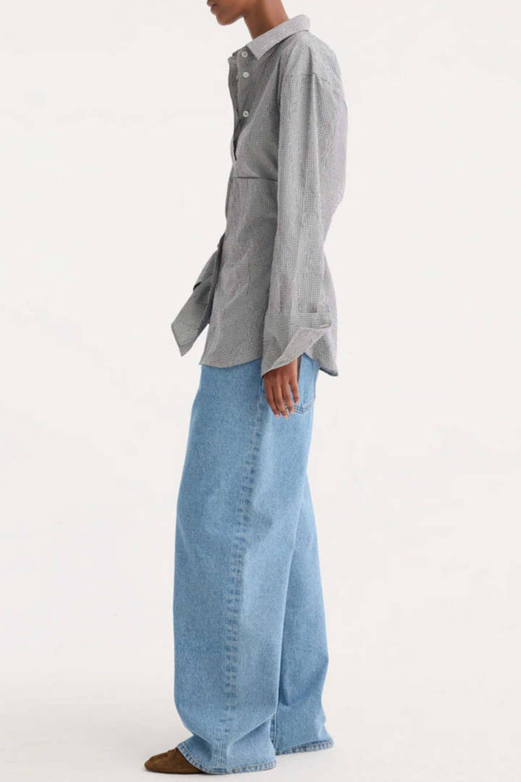 Crushed checked shaped shirt
