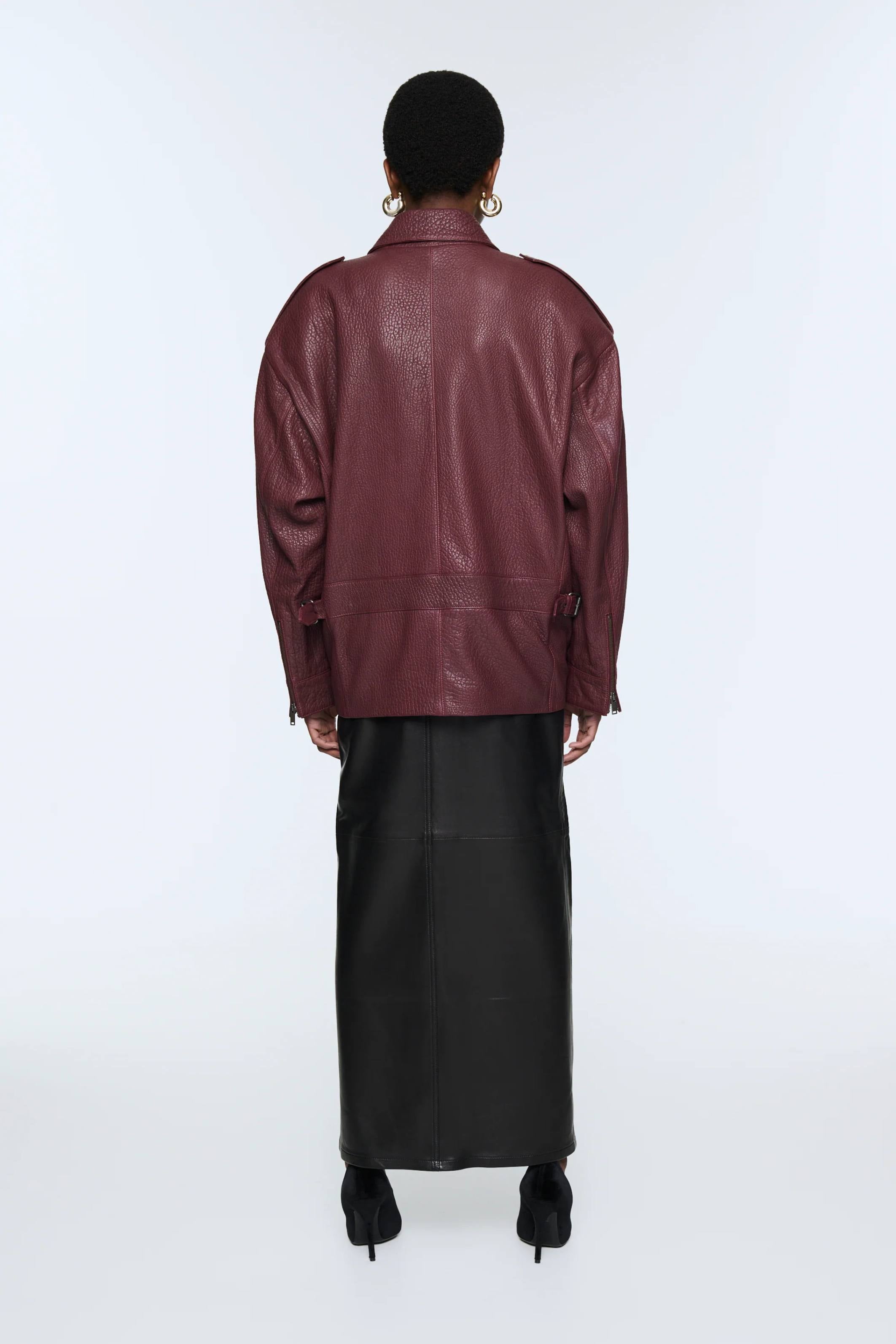Opal Leather Jacket burgundy