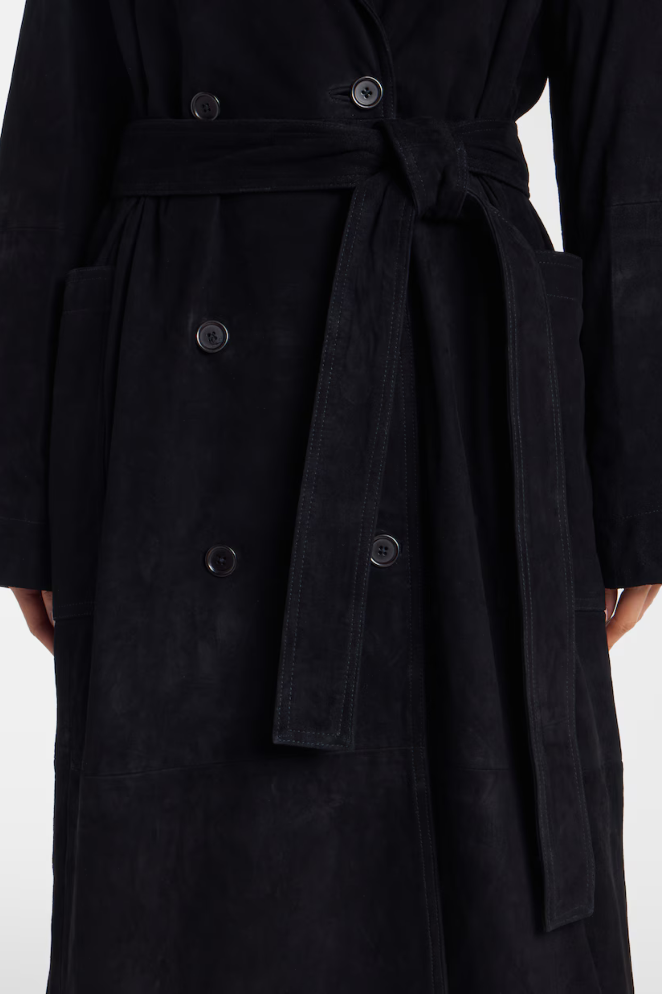 Suede Belted Wrap Coat - Bessette