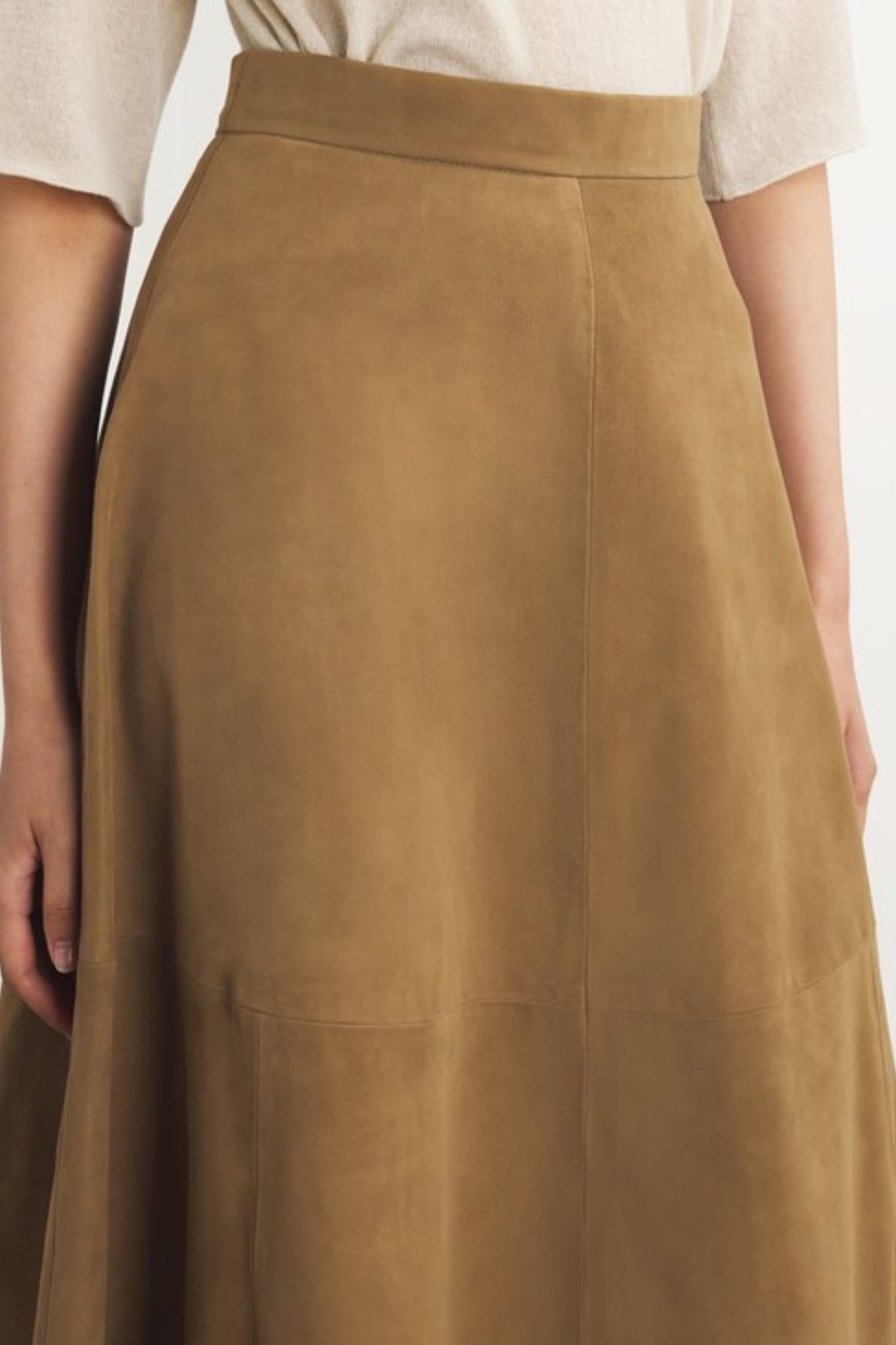 A-line suede skirt Cognac