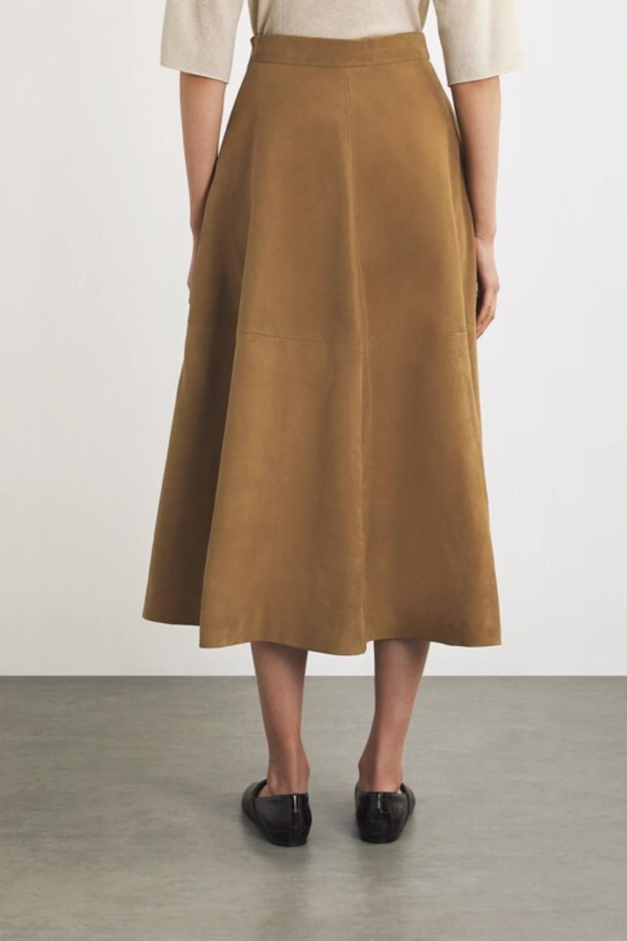 A-line suede skirt Cognac