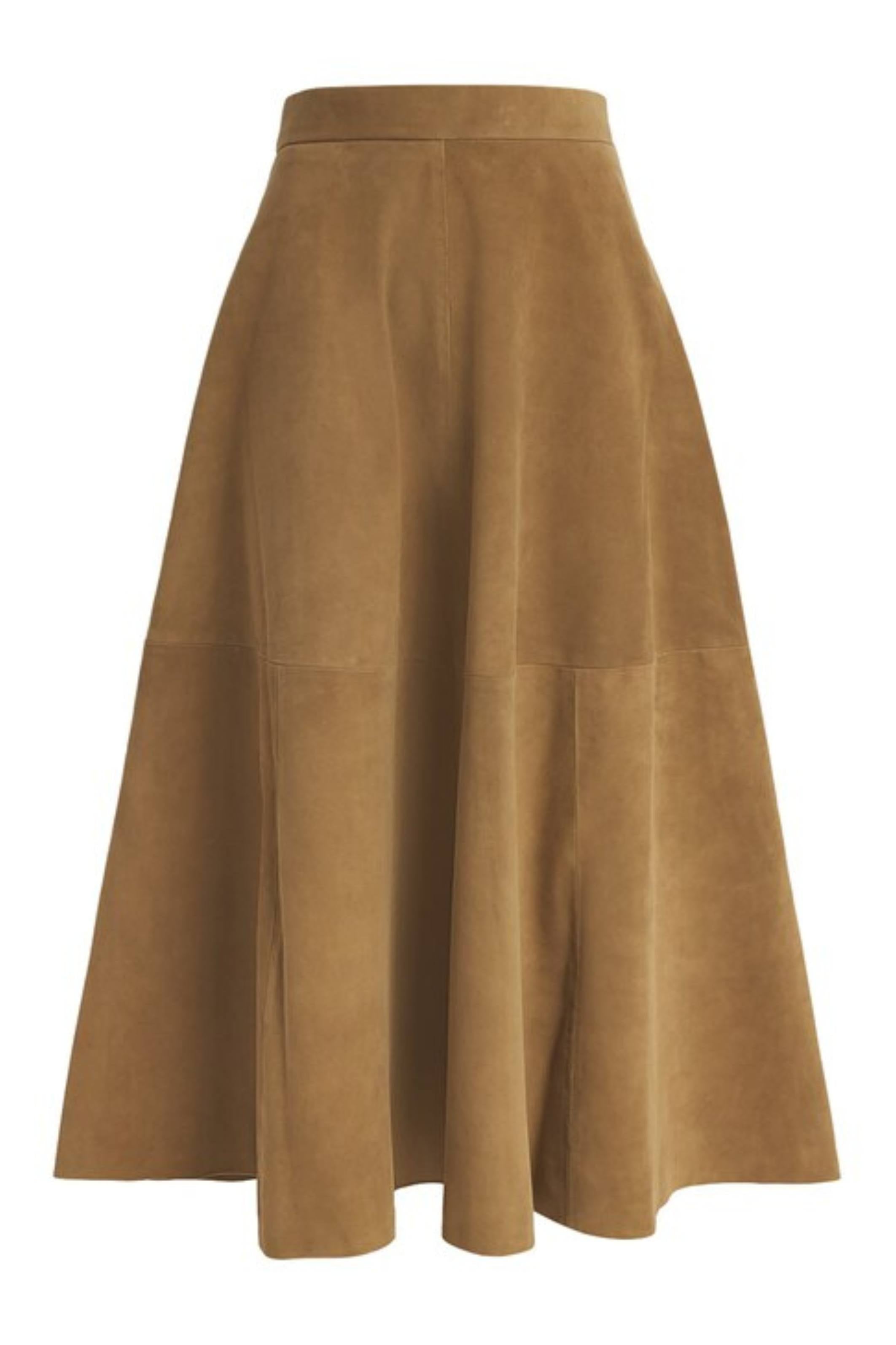A-line suede skirt Cognac