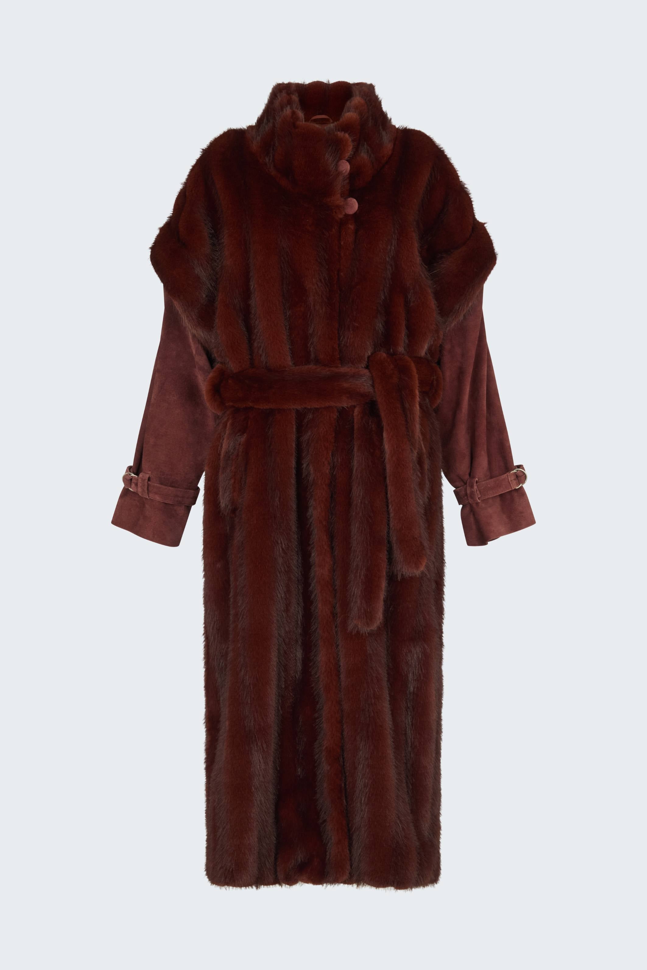 Harper Fur Coat Burgundy