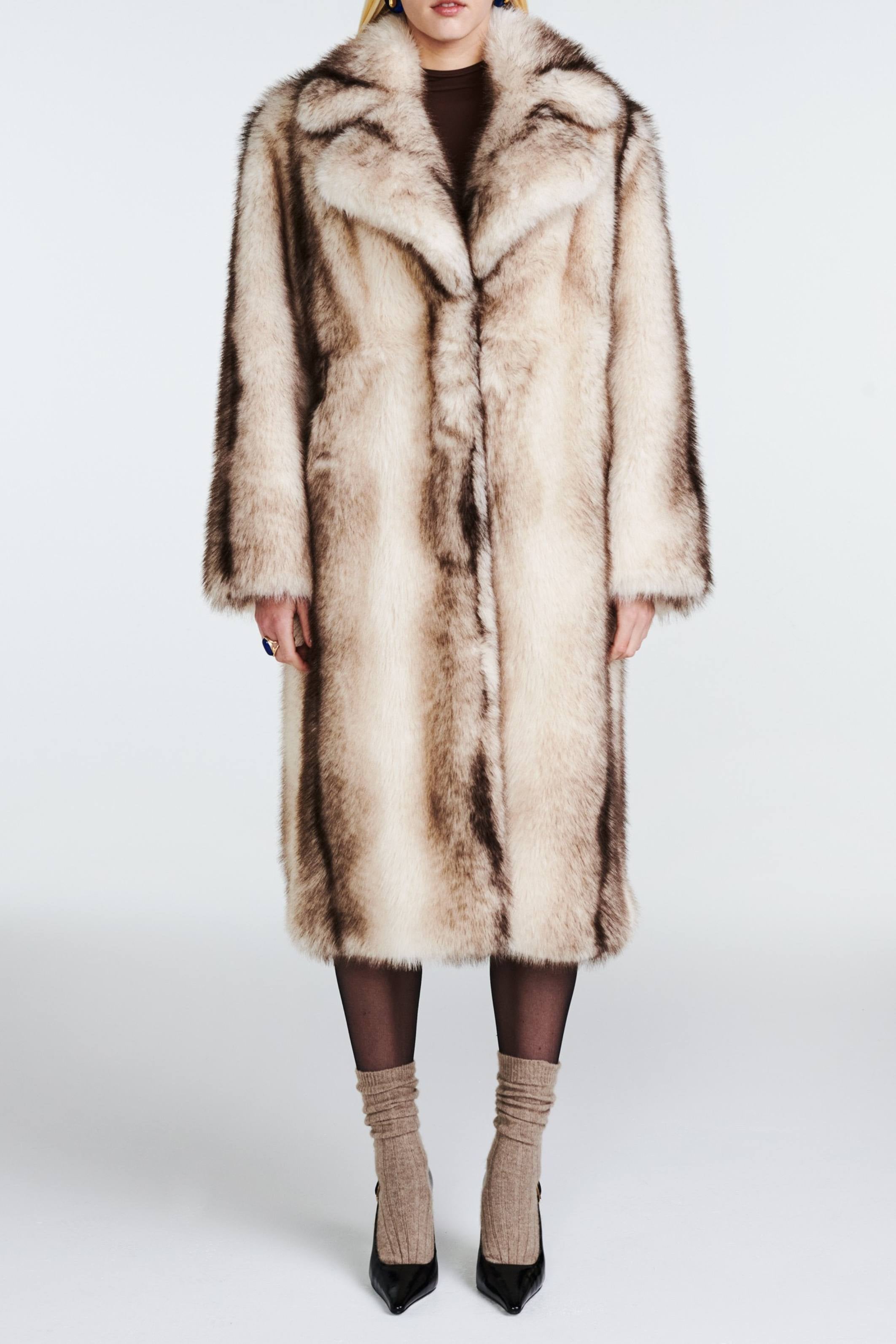 Celia fur jacket Taupe Striped