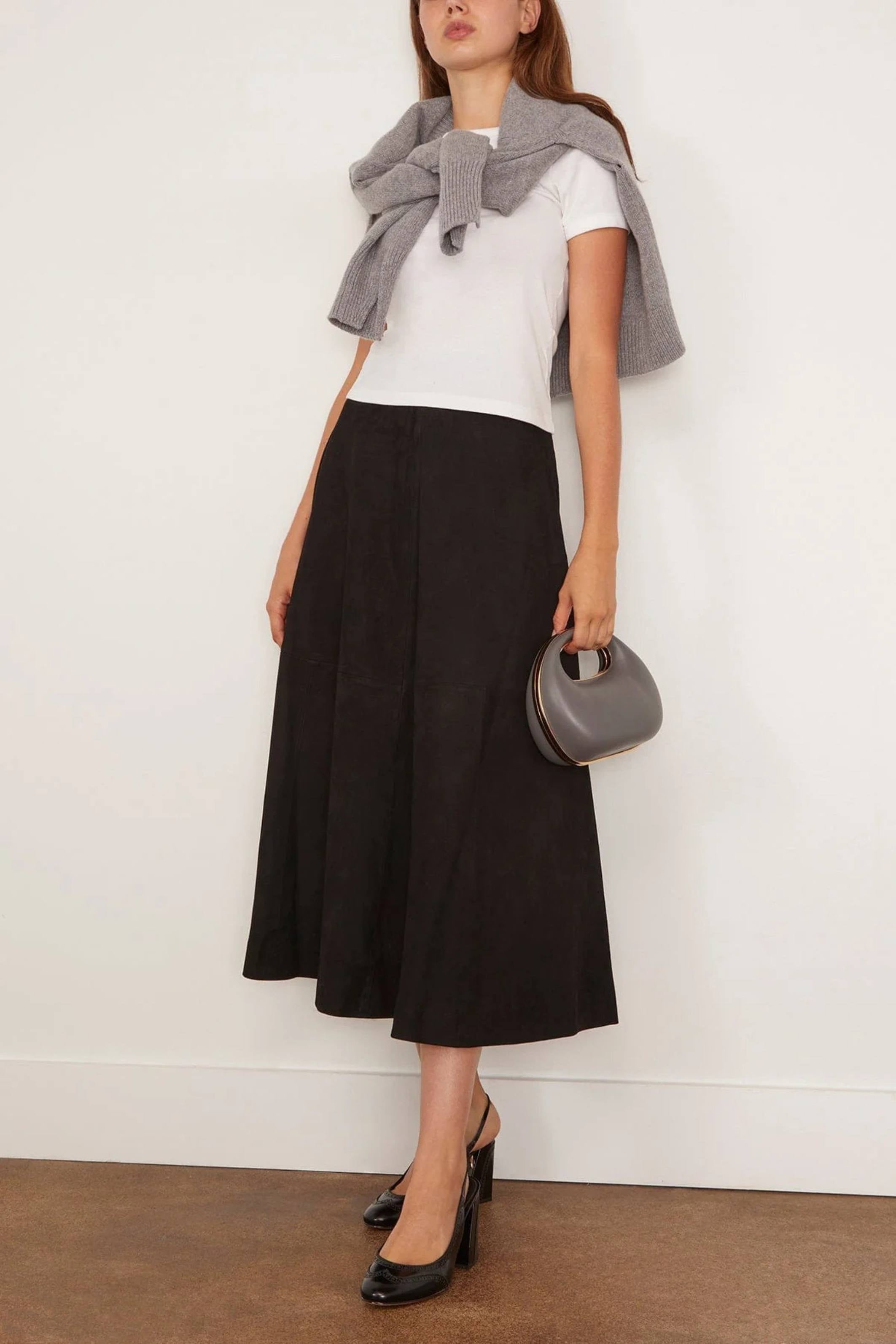 A-line suede skirt