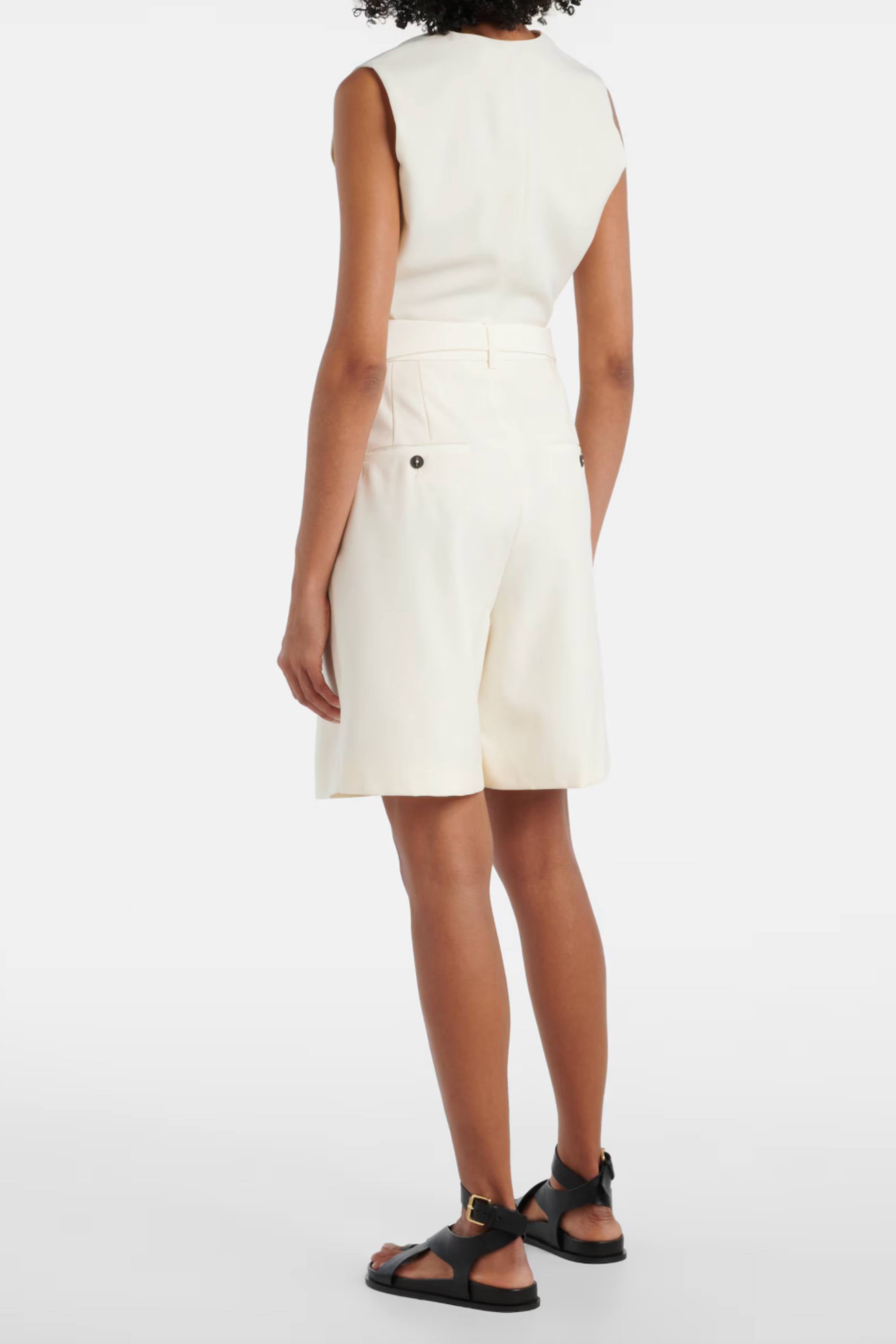 Belted Virgin Wool Bermuda Shorts