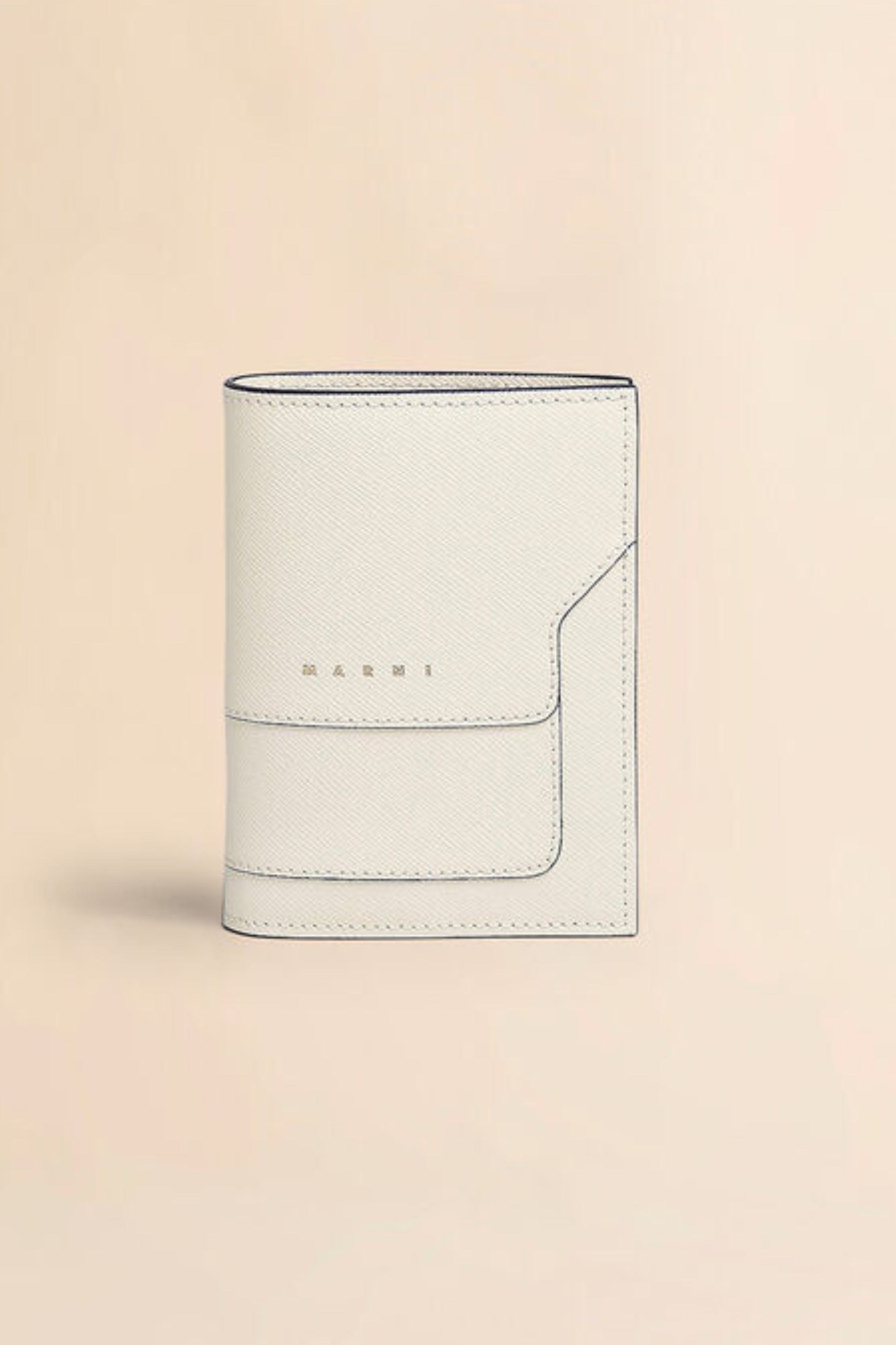 White saffiano leather bi-fold wallet