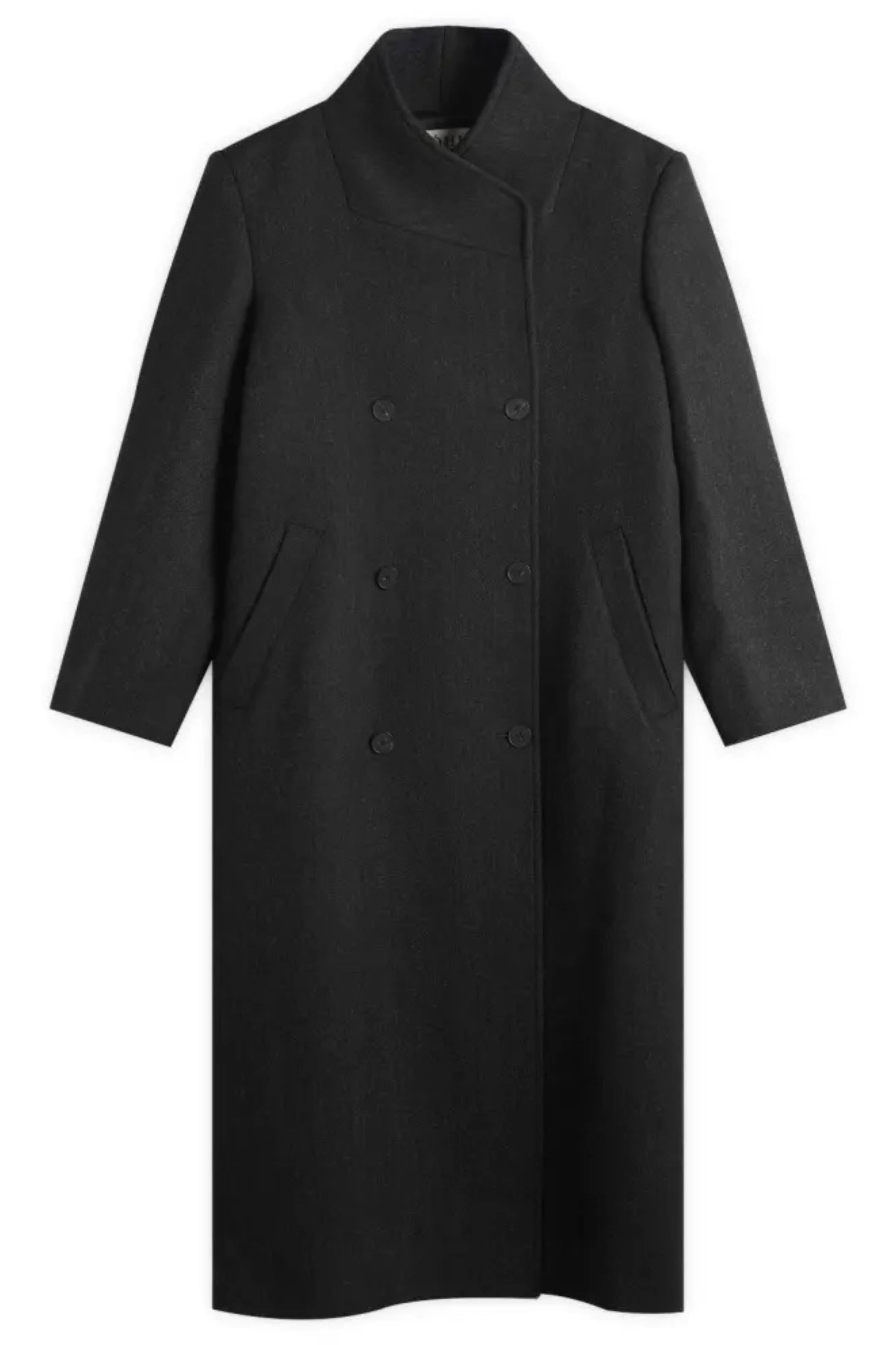 Folded collar double breasted coat