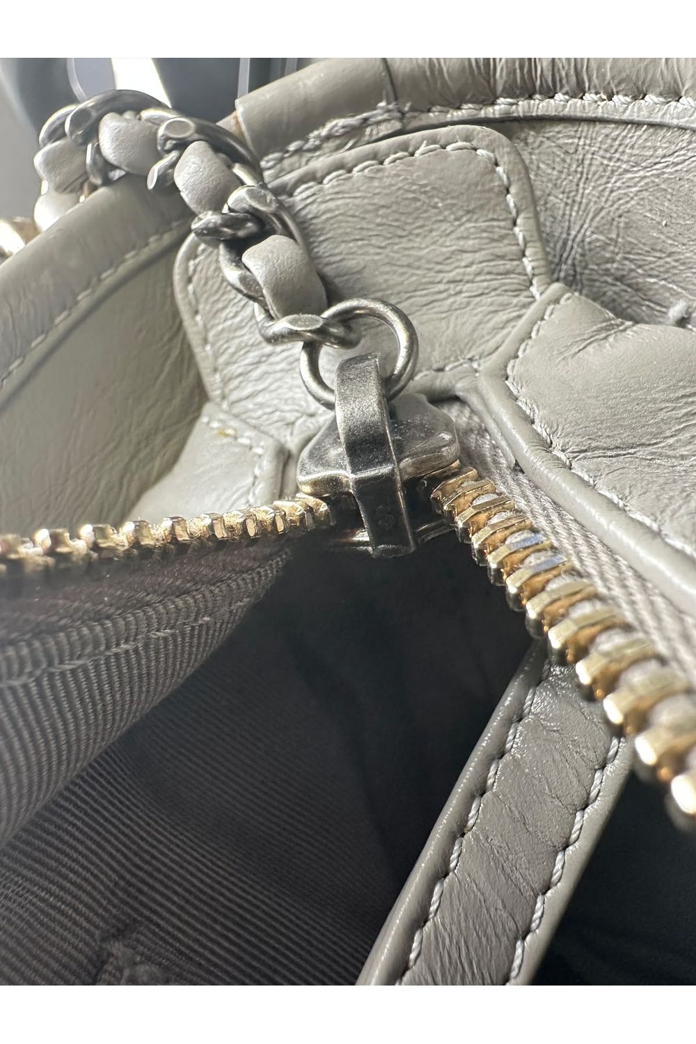 Chanel Small Gabrielle Hobo Bag in Grey Leather