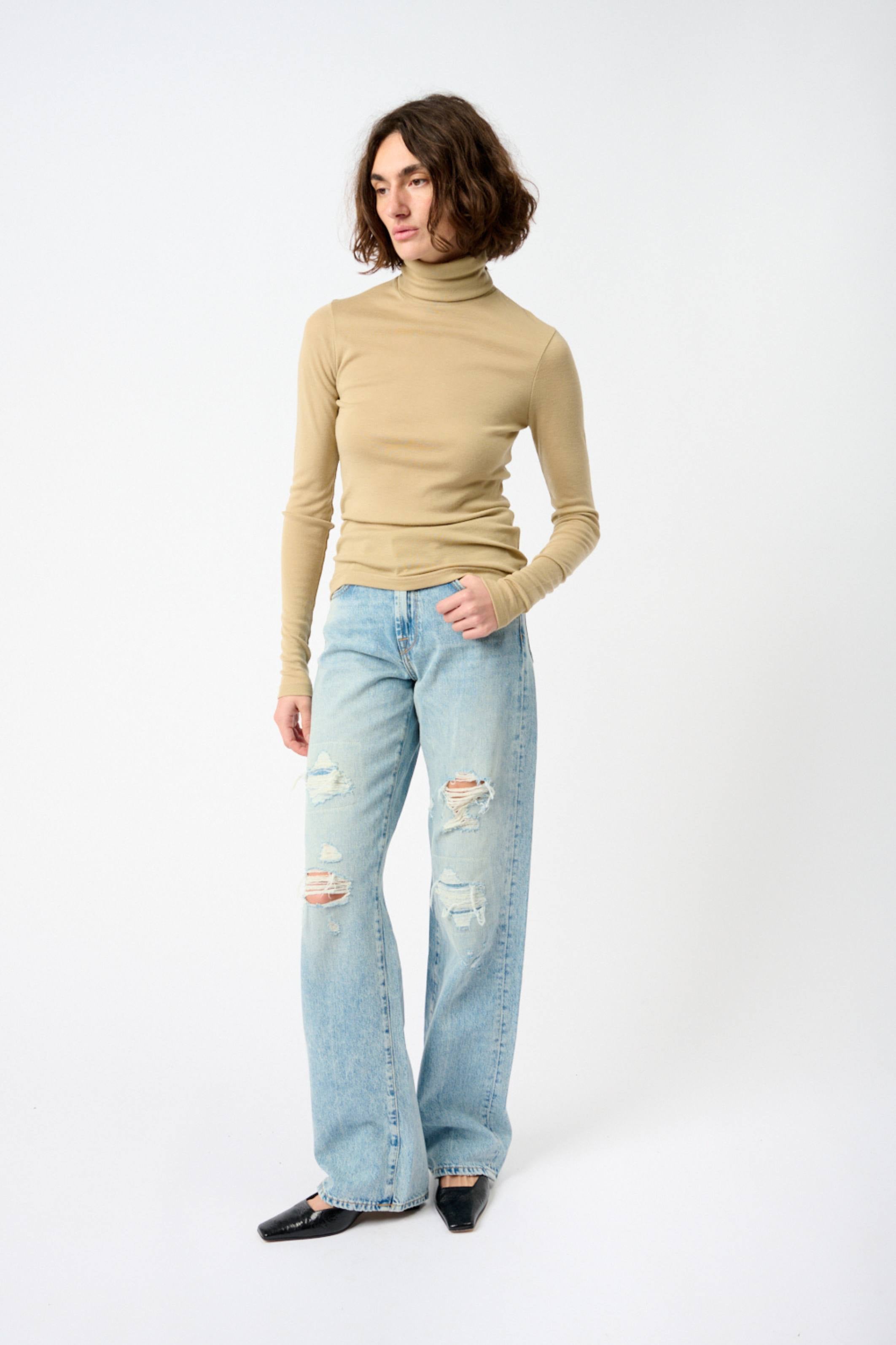 Langärmeliger Rollkragenpullover aus Merinowolle