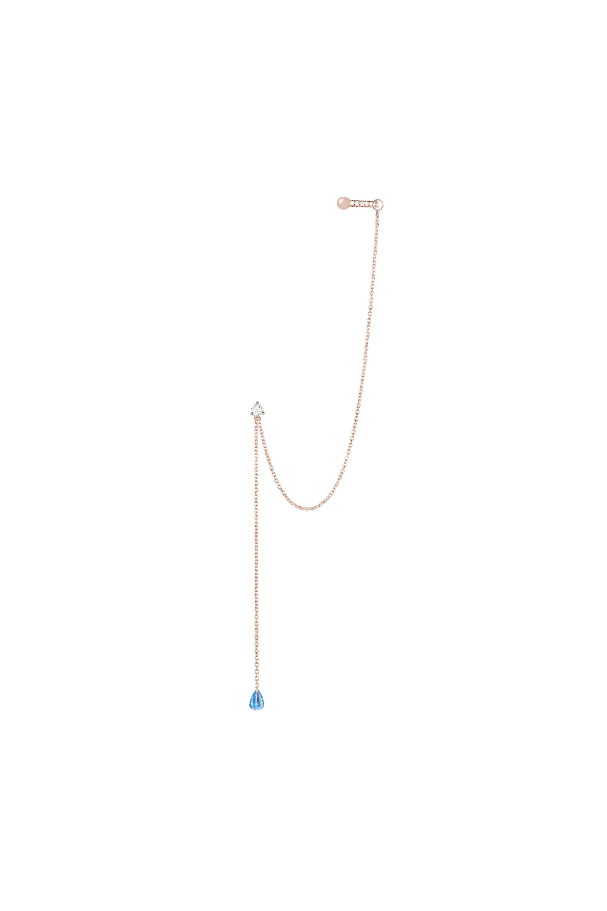 Серьги-цепочки с драпировкой из синих сапфиров