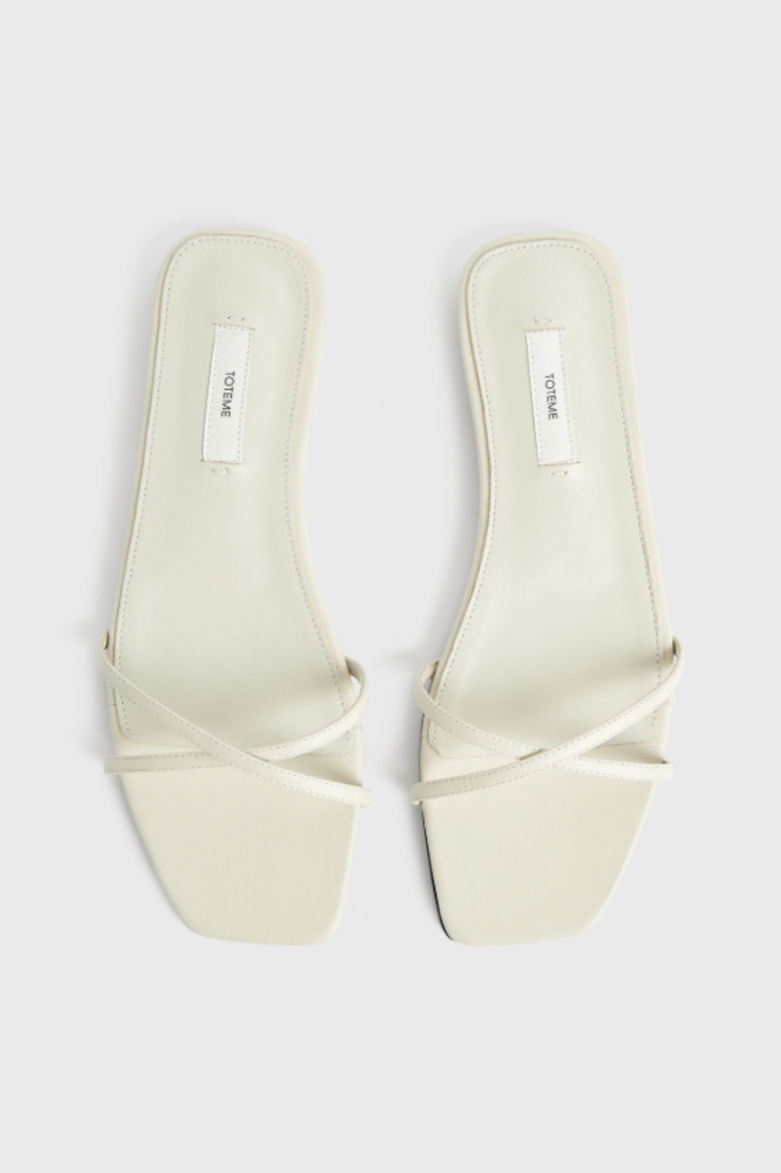 Leather Crossover Slides Off-White