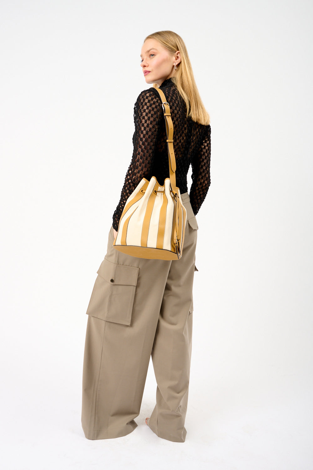 The Extra Large Drawstring in Striped Canvas