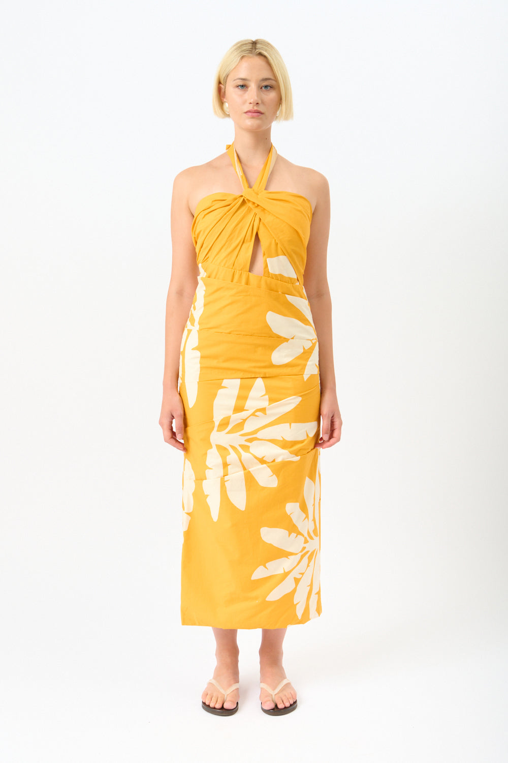 Johanna Ortiz Chiricahua Printed Halter Twist-Front Maxi Dress - Bessette