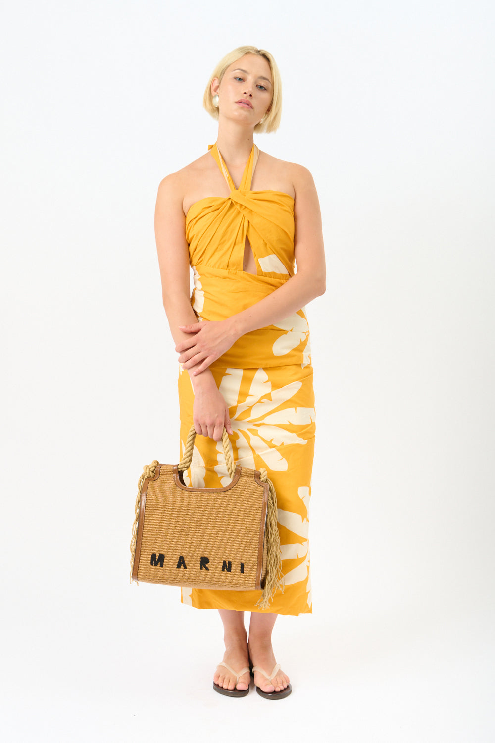 Johanna Ortiz Chiricahua Printed Halter Twist-Front Maxi Dress - Bessette