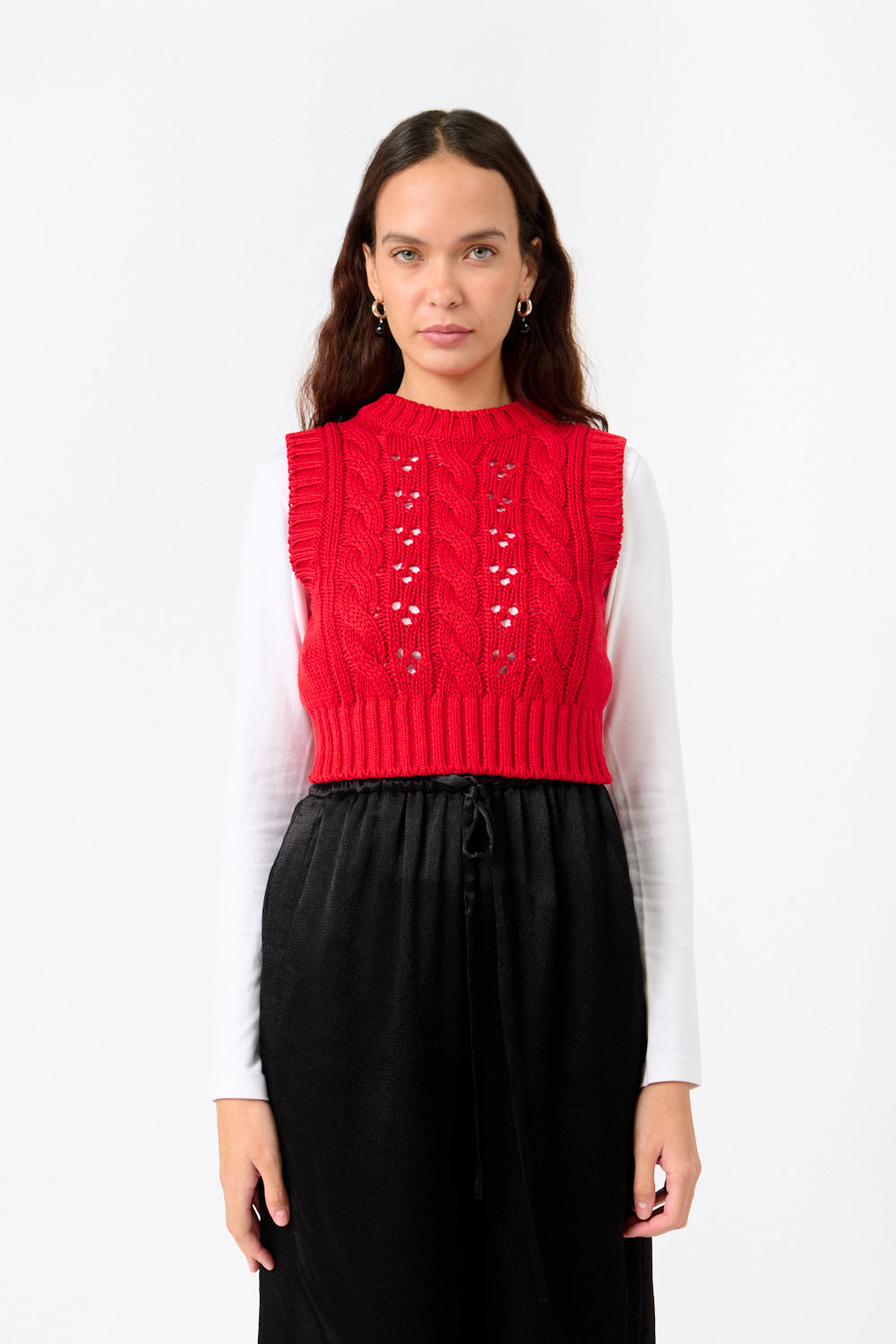 Rote Strickweste Cropped Vest