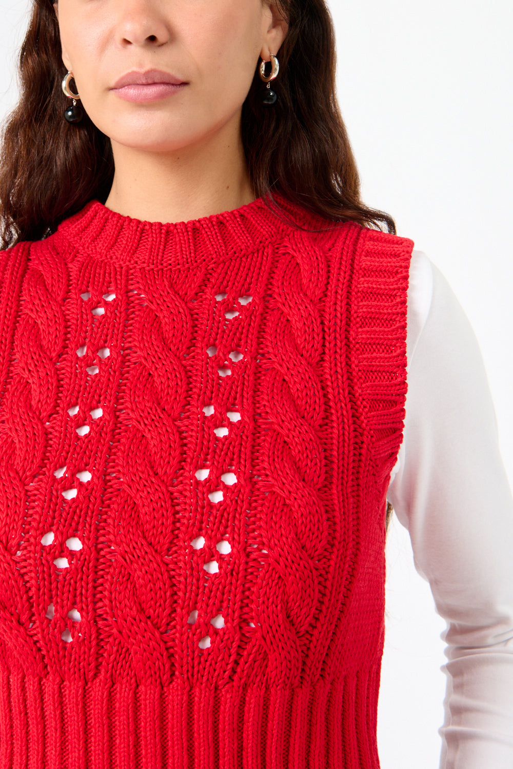 Rote Strickweste Cropped Vest