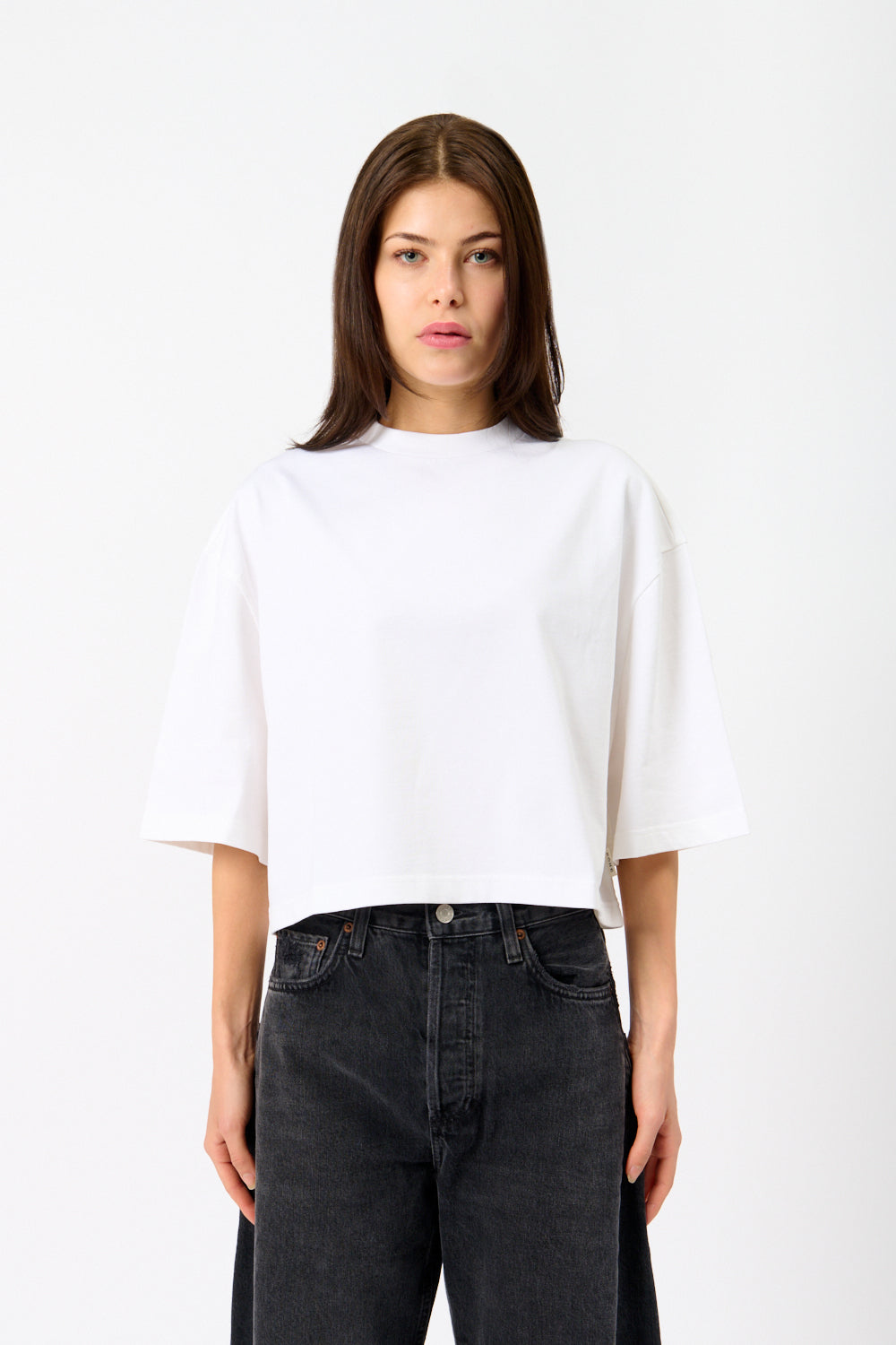 Róhe White Wide Cropped T-Shirt - Bessette