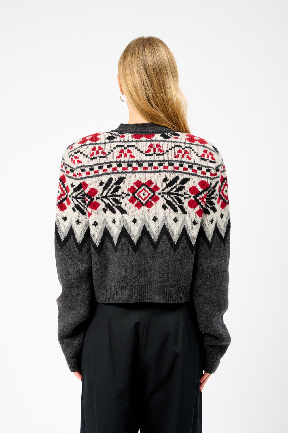 Cropped Fair Isle Jacquard-Knit Cashmere Cardigan