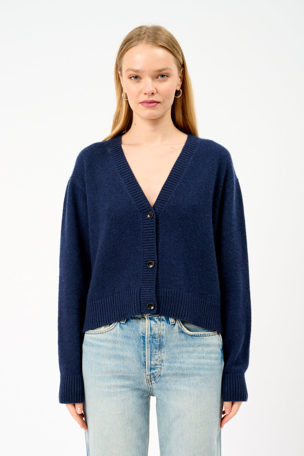 Cardigan Boxy Femme Marine