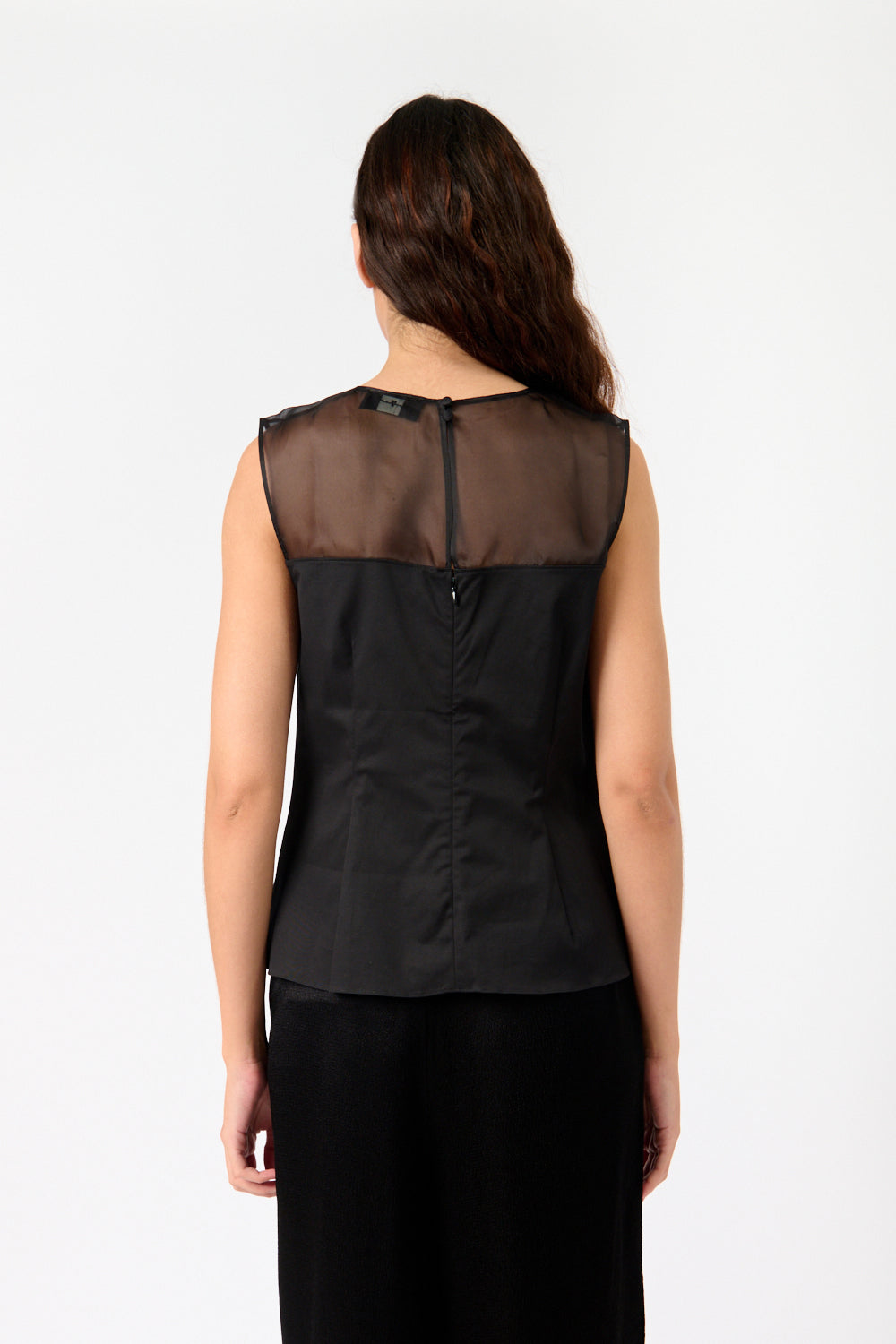 Sleeveless Sheer Yolk Top