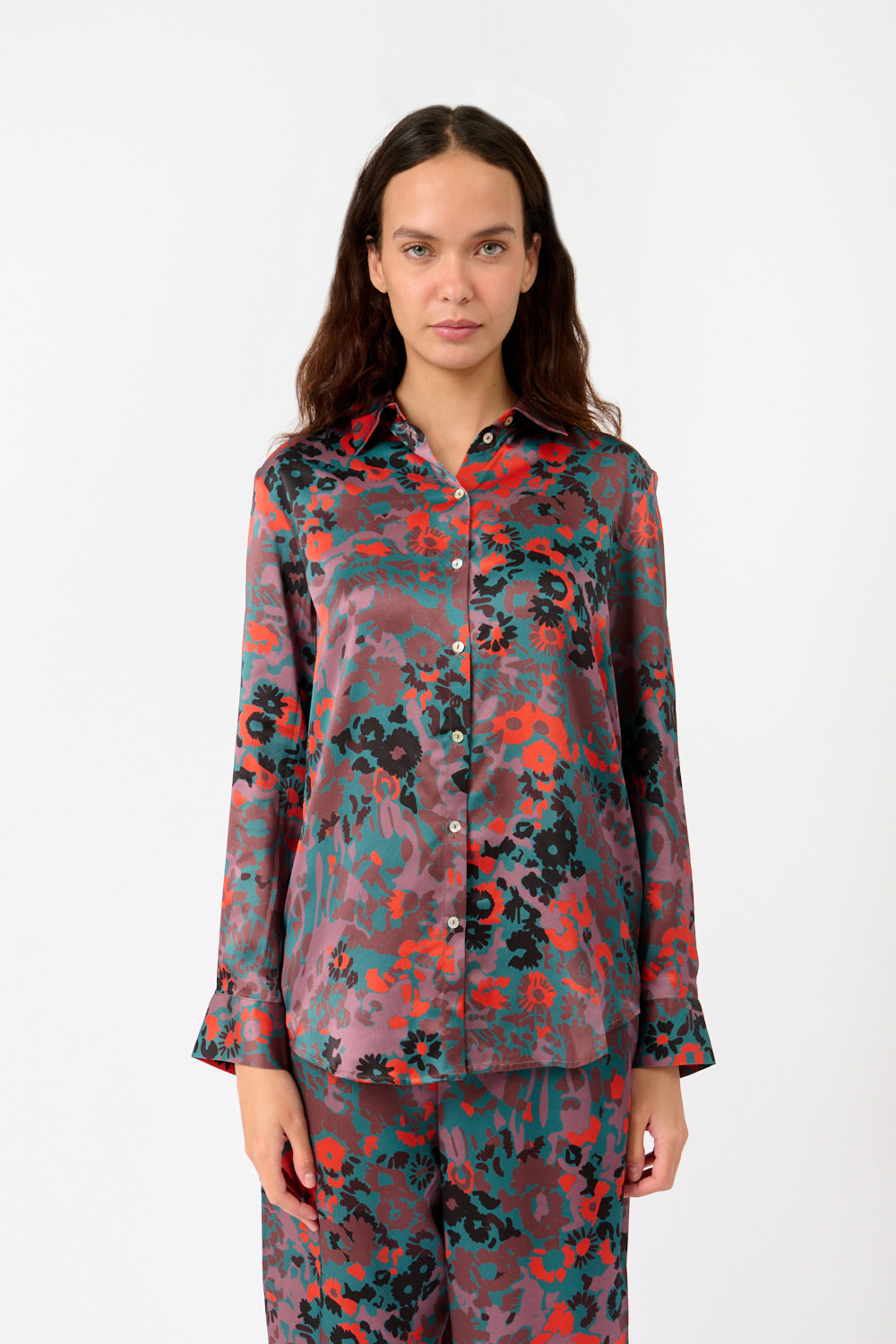 London PJ Shirt in Silk Charmeuse