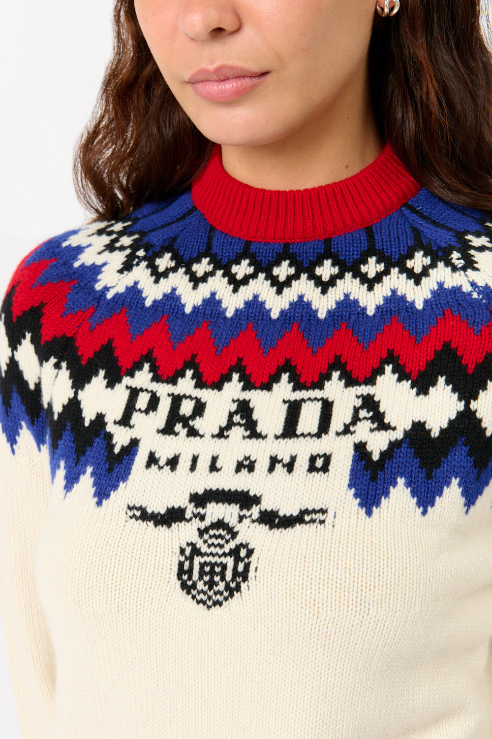 Logo Fair Isle Cashmere Crewneck Sweater