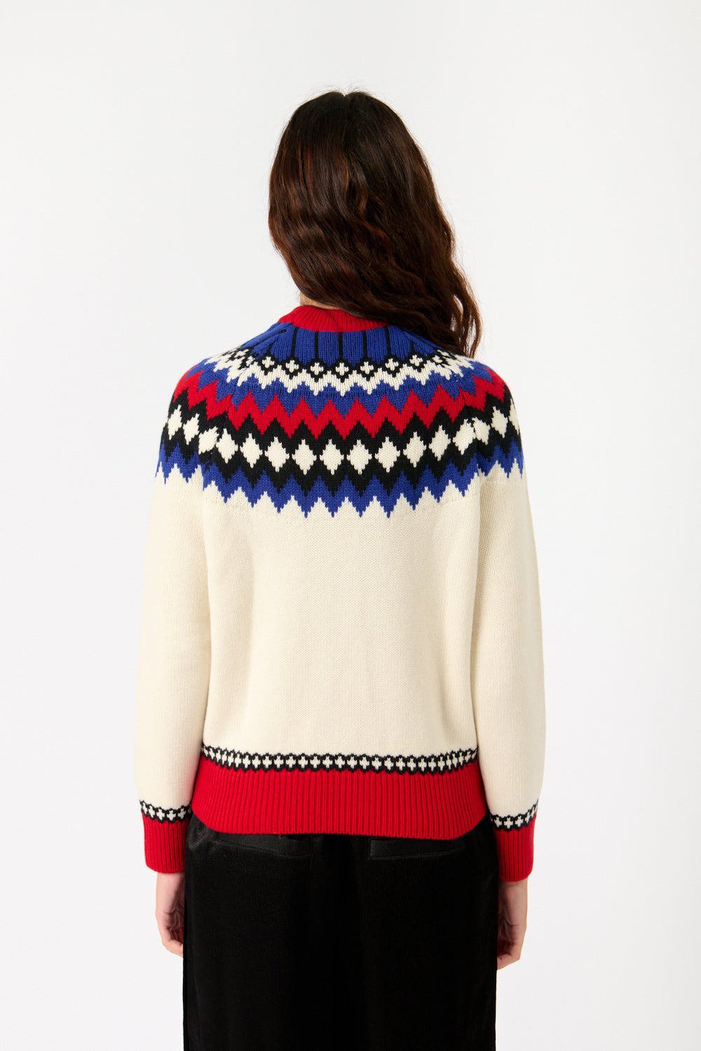 Logo Fair Isle Cashmere Crewneck Sweater