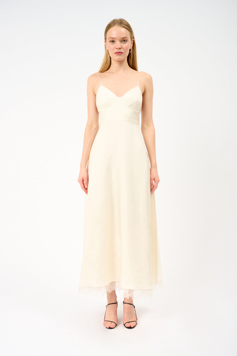 chinese dress ladies White silk and lace slip dress main image 1