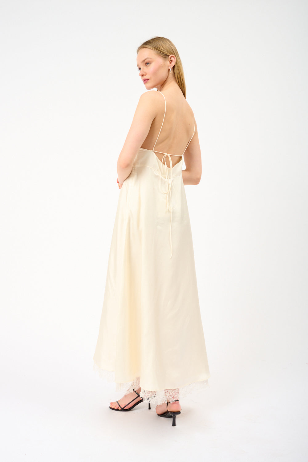 Róhe Bustier Silk Lace Dress Cream