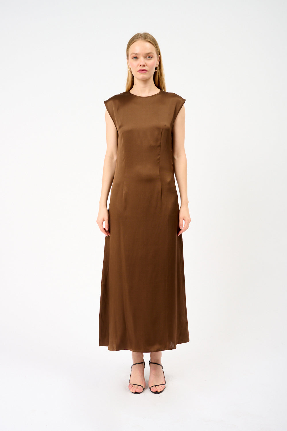 Rose Silk Satin Maxi Dress