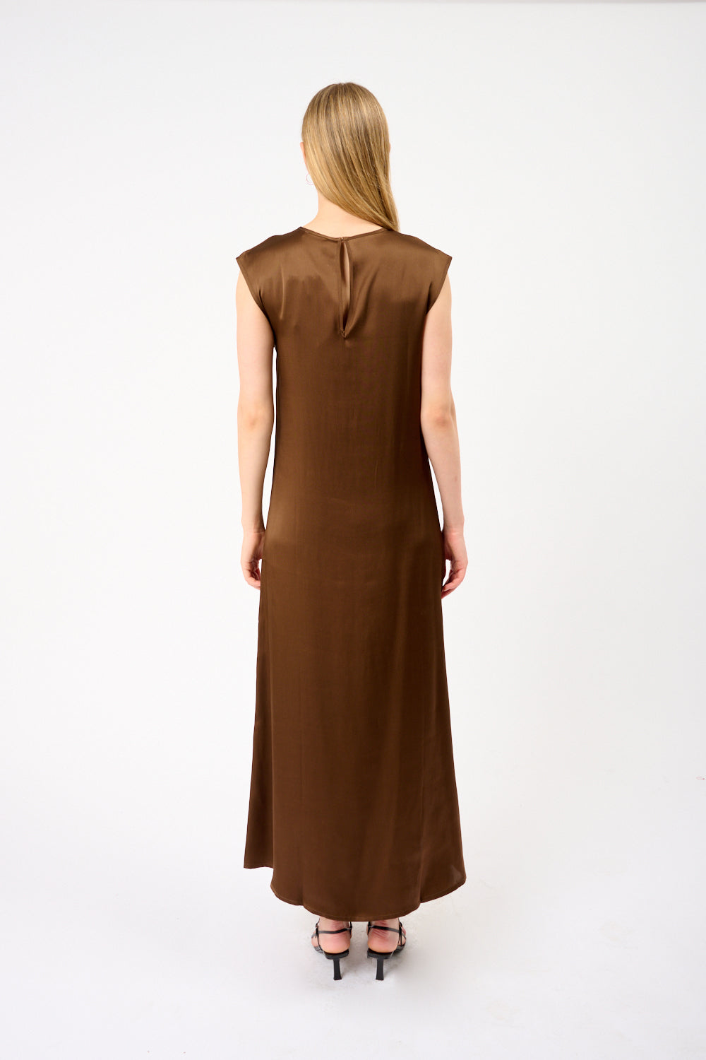 Rose Silk Satin Maxi Dress