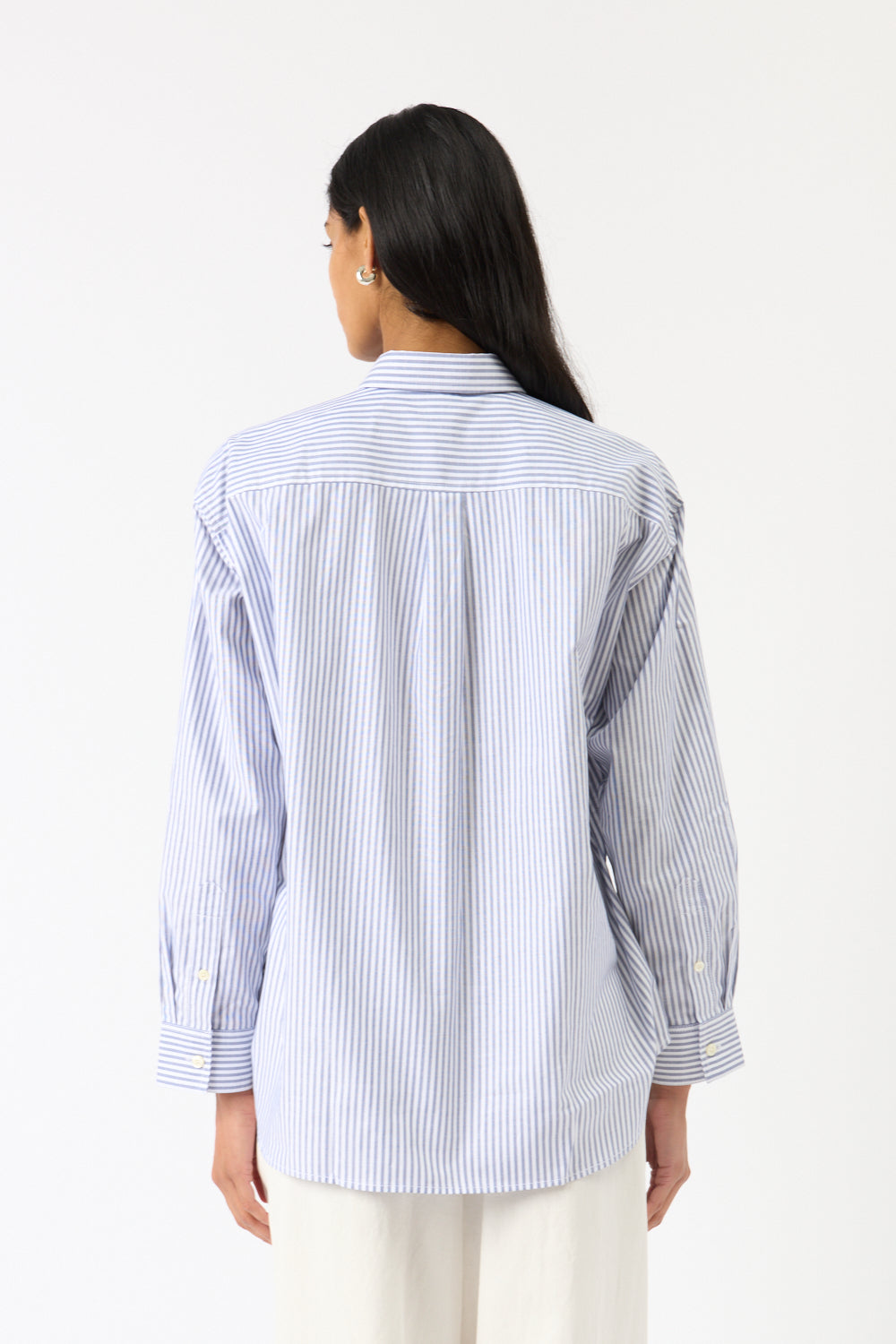 Toteme Striped Half-Placket Shirt Blue - Bessette