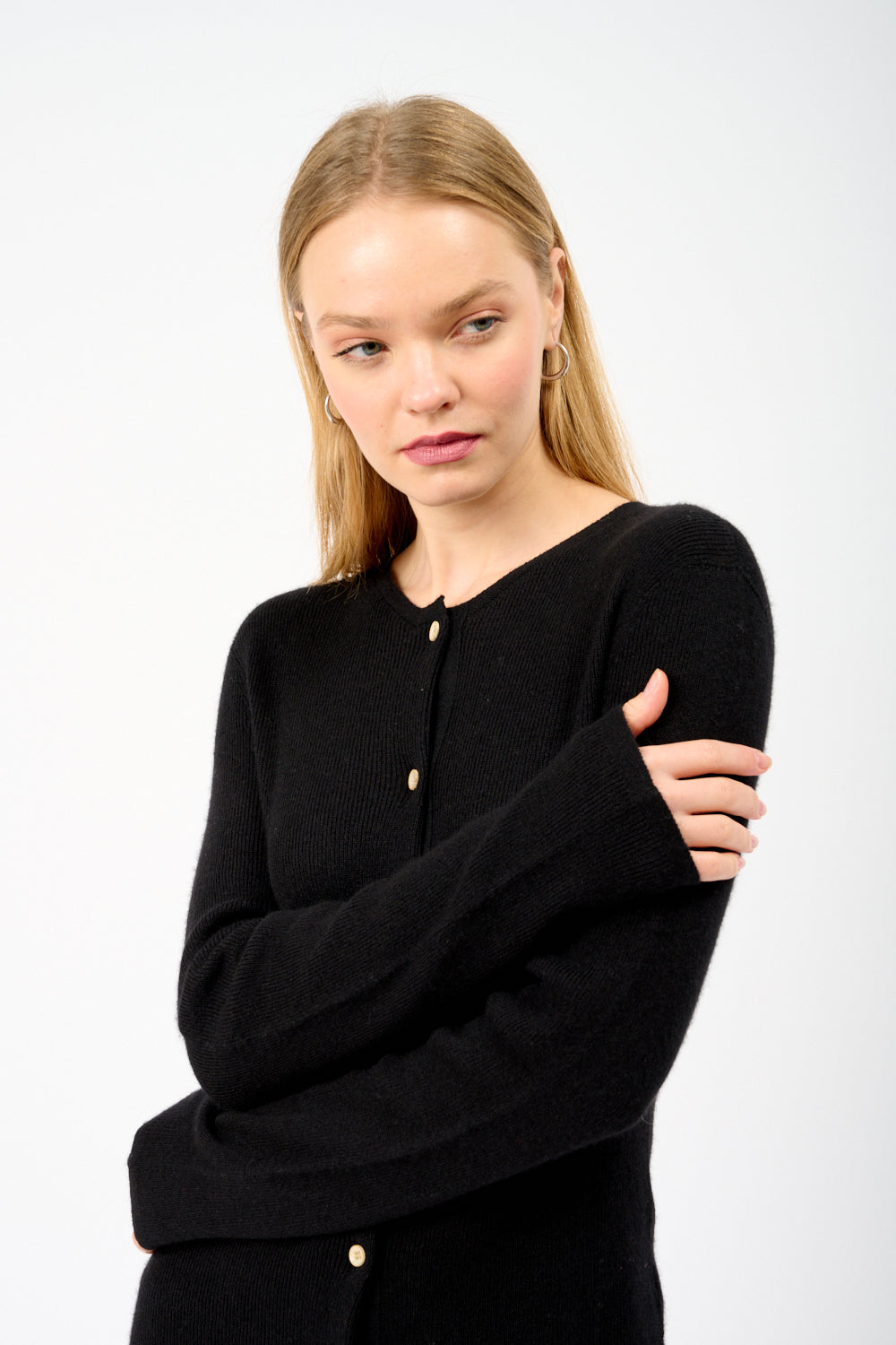 Delicash Silk and Cashmere Cardigan Black