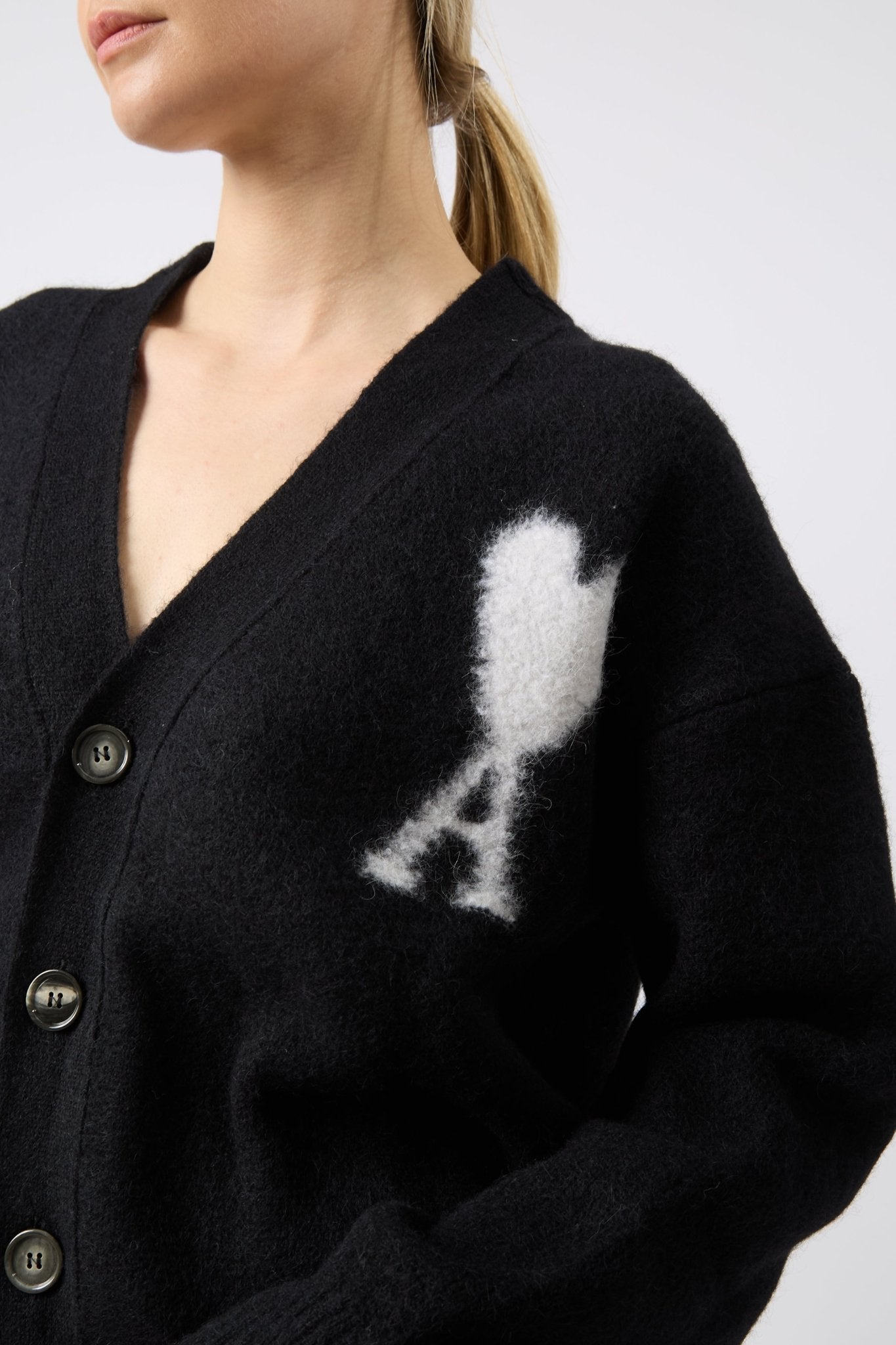 AMI Paris ADC Hairy Alpaca Blend Knit Cardigan - Bessette