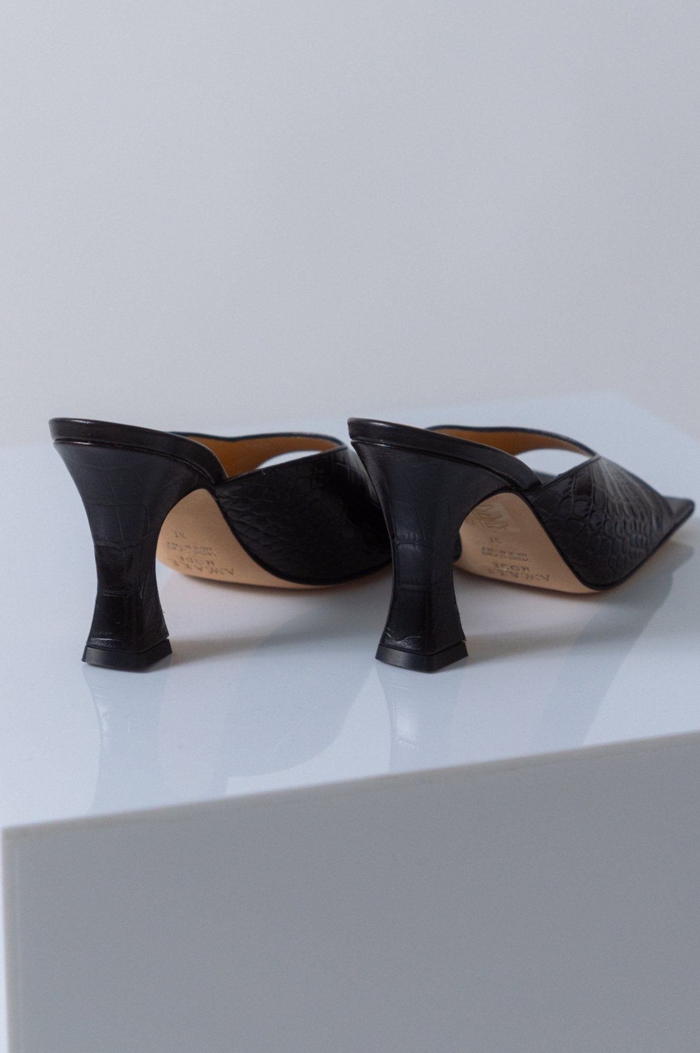 A.W.A.K.E Mode Crocodile Effect Leather Heel - Bessette