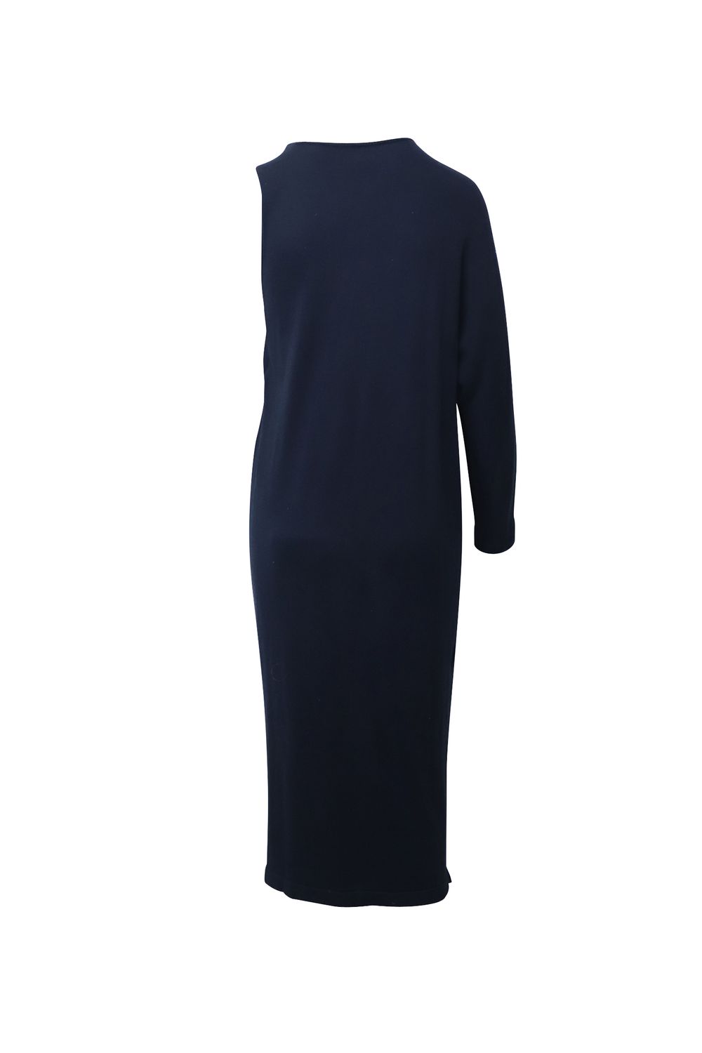 The Row One Shoulder Dress in Navy Blue Wool