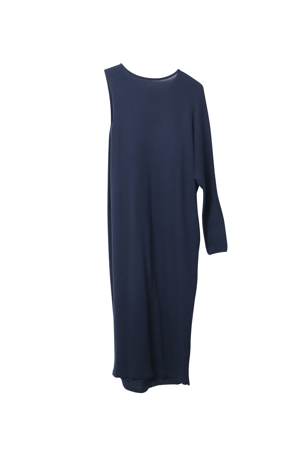 The Row One Shoulder Dress in Navy Blue Wool