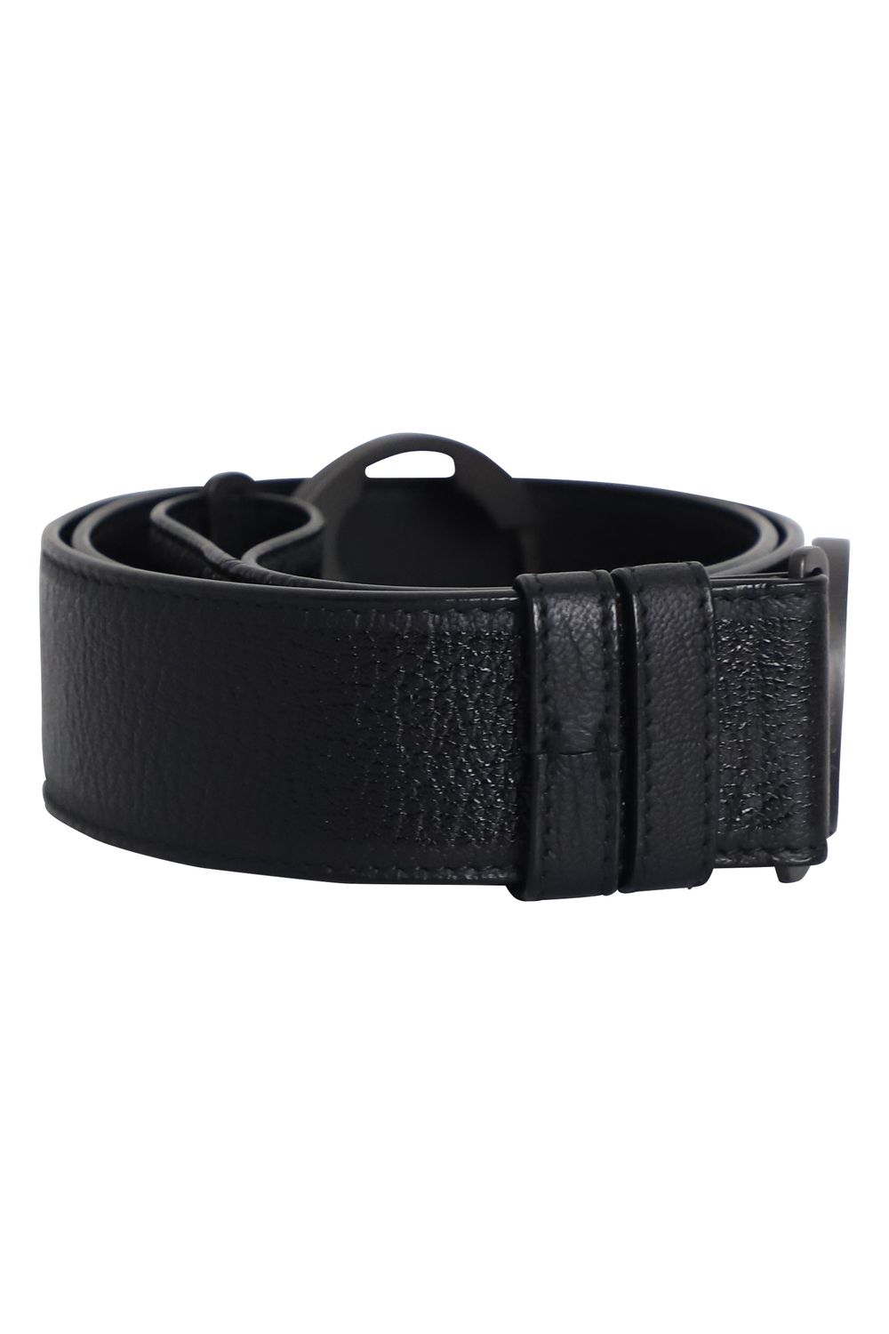 Bottega Veneta Round Buckle Belt in Black Leather
