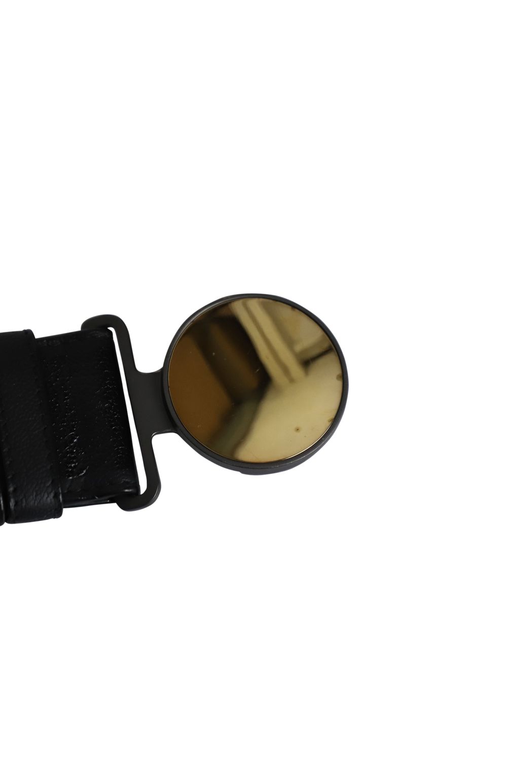 Bottega Veneta Round Buckle Belt in Black Leather