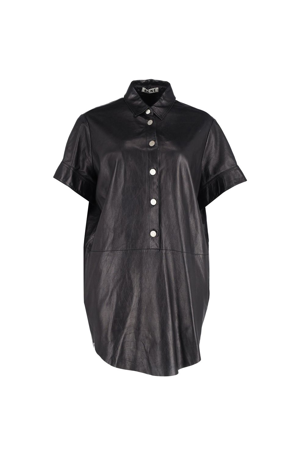 Acne Studios Marla Mini Dress in Black Lambskin Leather