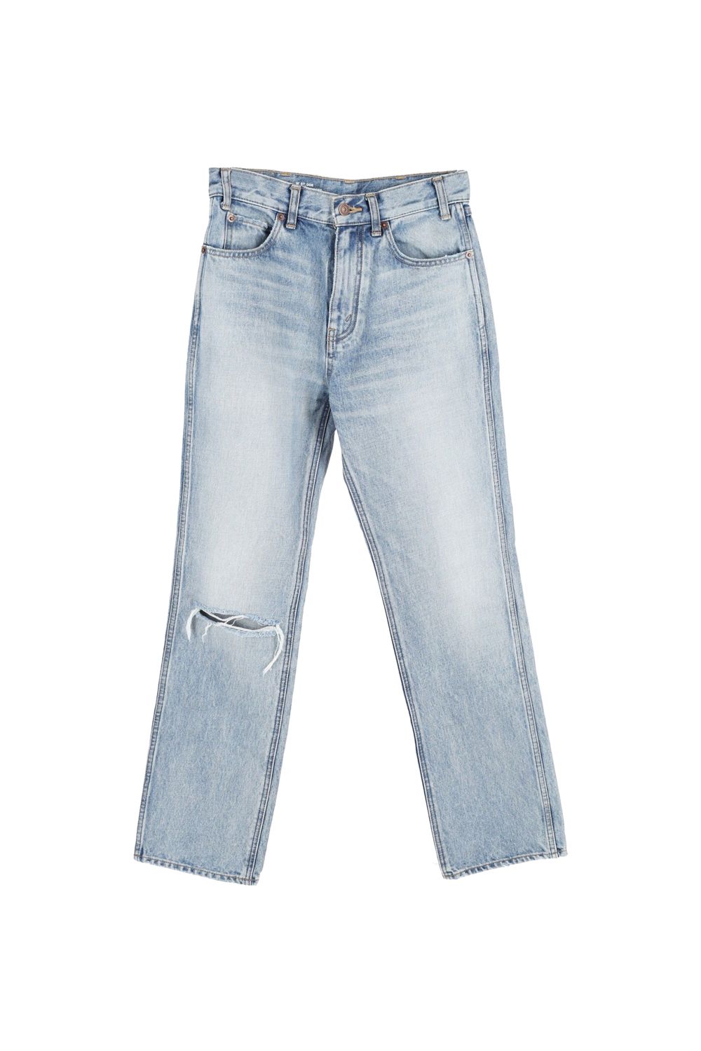 Celine Ripped Washed Denim Jeans in Blue Cotton