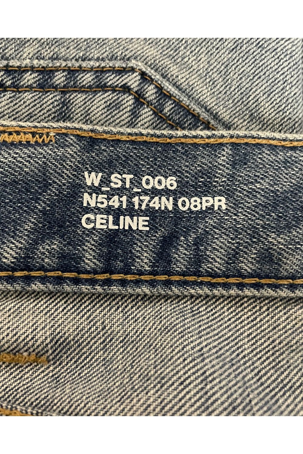 Celine Ripped Washed Denim Jeans in Blue Cotton