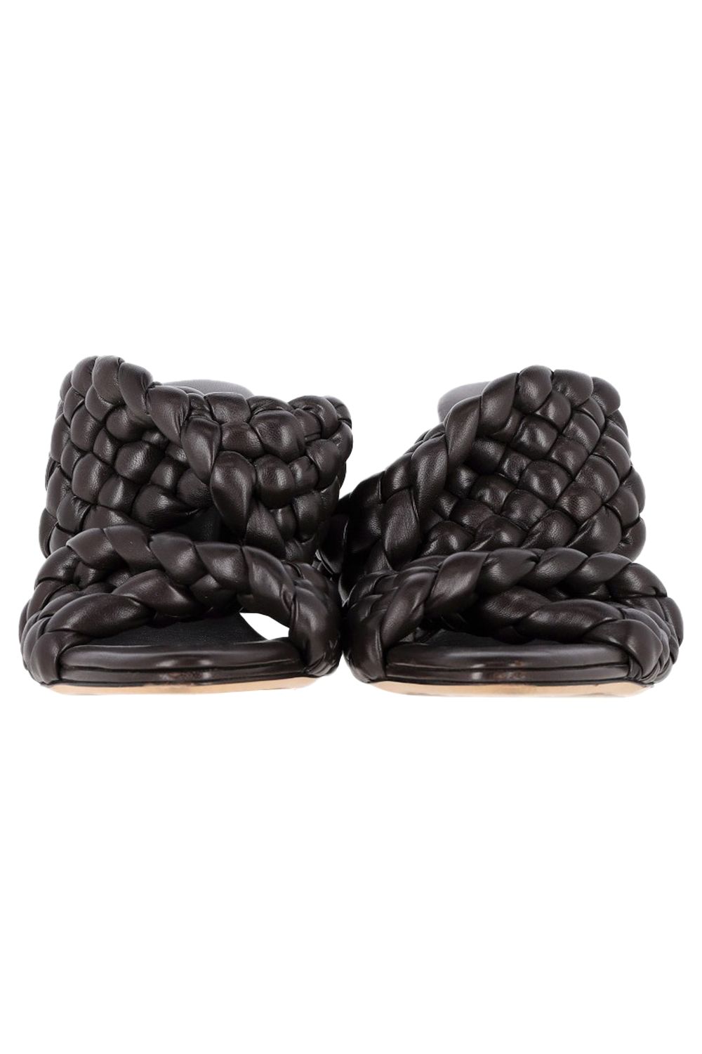 Bottega Veneta Intrecciato Slide Sandals in Brown Leather